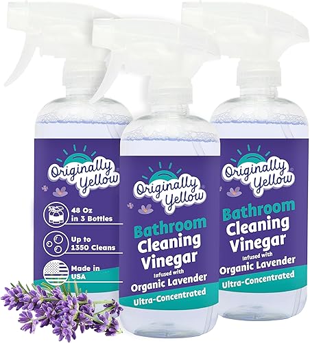 Originally Yellow Spray limpiador de vinagre de baño lavanda orgánica, 16 oz x 3 piezas Originally Yellow Spray limpiador de vinagre de baño lavanda orgánica, 16 oz x 3 piezas