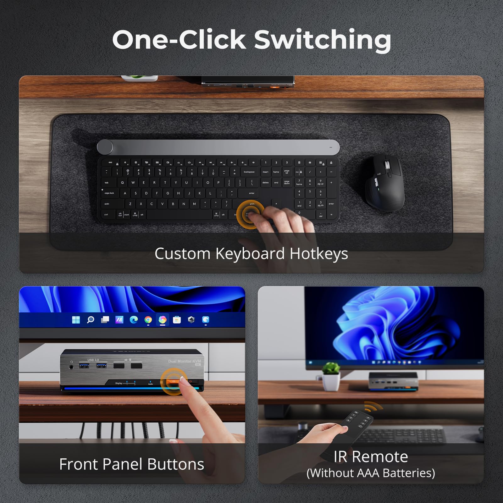 TESmart 8K@60Hz DisplayPort KVM Switch 2 PC 2 Monitor USB 3.0 DP 1.4 KVM Switch Dual Monitor 4K@144Hz per Gaming Dock, Supporta EDID, Gigabit Network, Hotkey, Audio Microfono, con Cavi PC