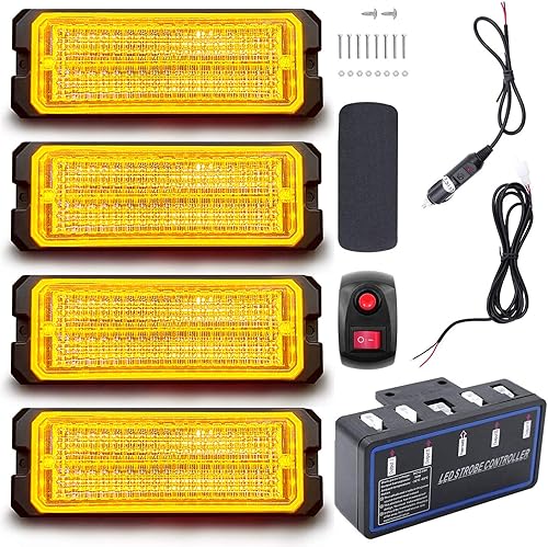 Advertencia de emergencia de peligro, 30 LED, 32 vatios, mini barra de luz de alta intensidad IP66 impermeable (ámbar, interruptor y control remoto)