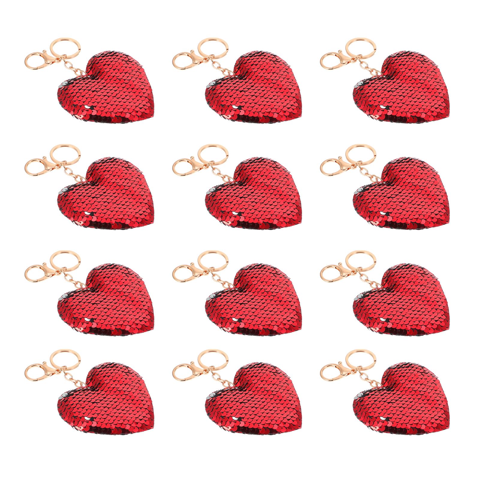 TOYANDONA Portachiavi Forma di Cuore Paillettes Scintillanti Rosse, 24 Pezzi in Lega e Plastica, Portachiavi per Uso Quotidiano e Chiavi Auto, Regalo Originale per San