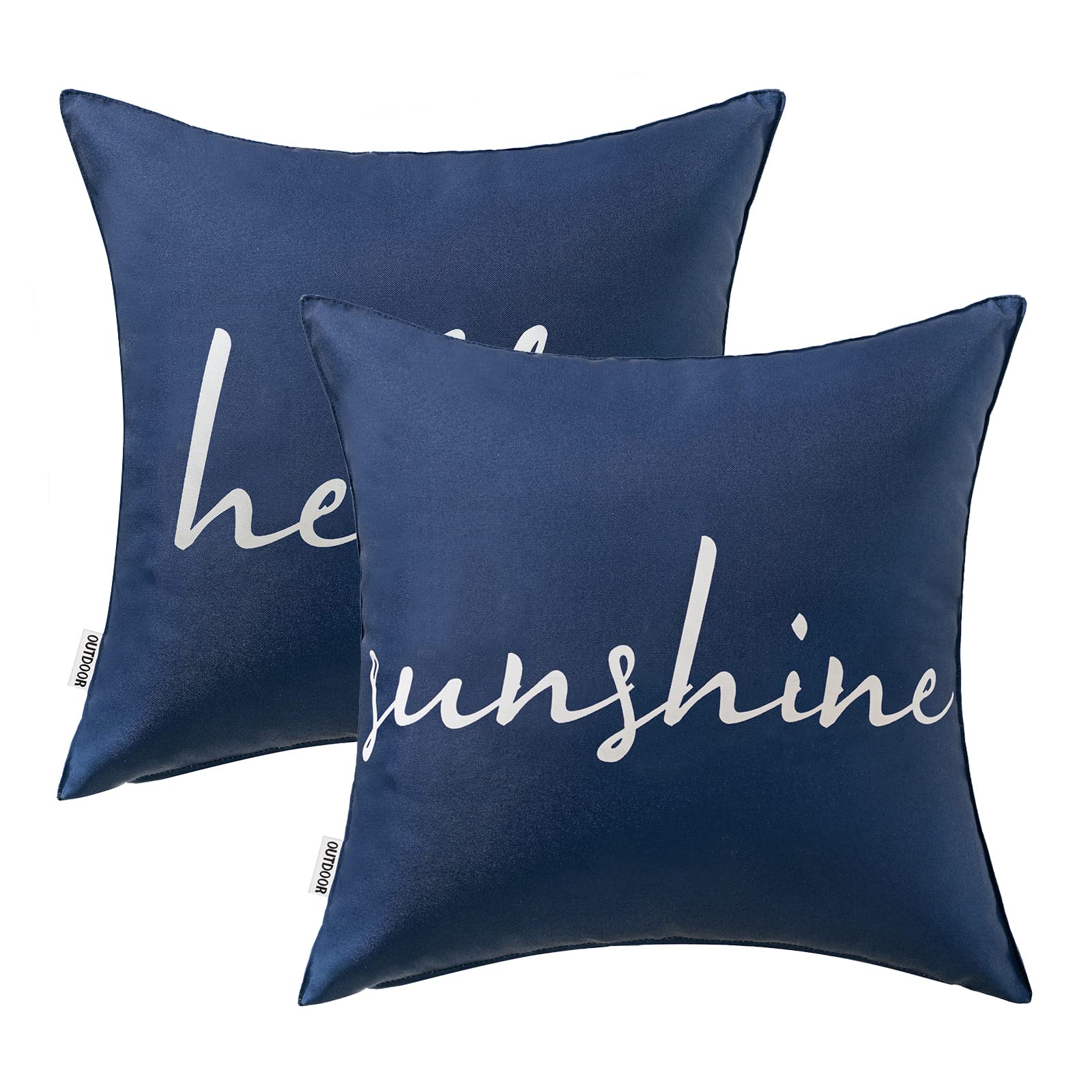 MIULEE Outdoor Waterproof Throw Pillow Covers Set of 2 Hello Sunshine Decorative Outdoor Square Pillowcases for Chair Patio Garden Couch Tent Balcony