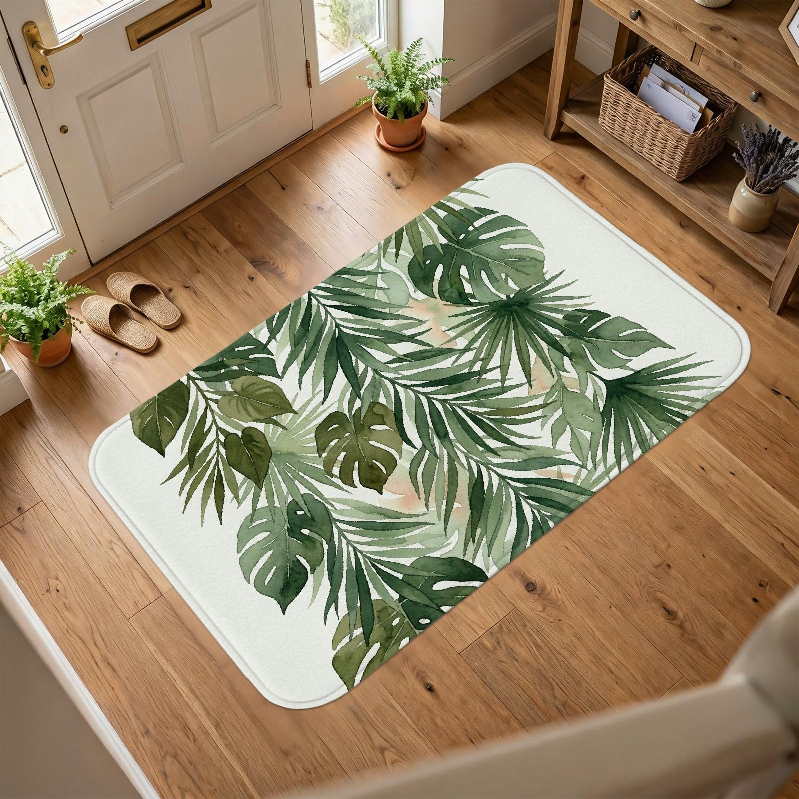 Tapis de salle de bain et entrée Monstera pour une ambiance jungle