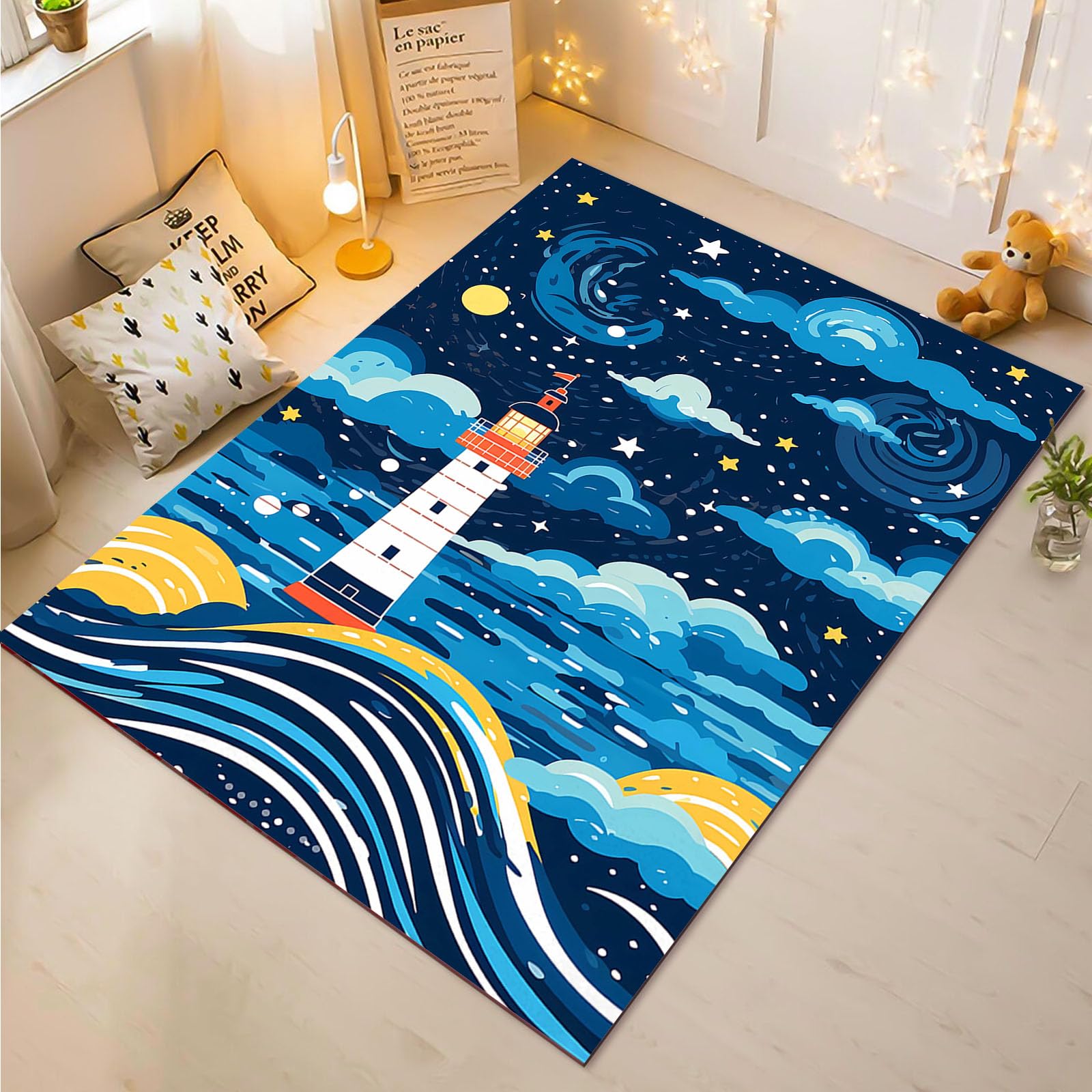 Tapis de jeu multicolore pour chambre d'enfant rêveuse