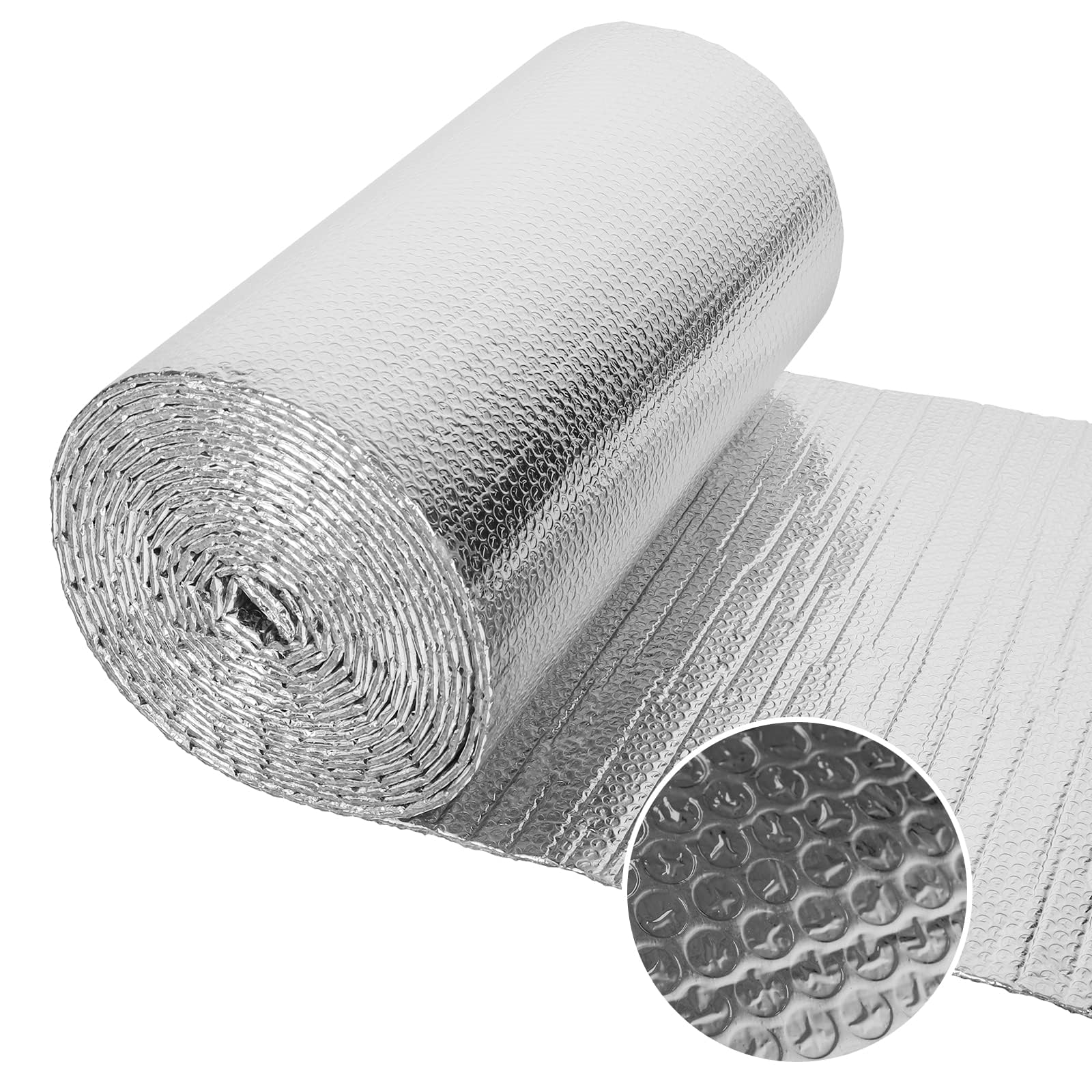 Dripex Double Bubble Foil Insulation, Heat Reflective 5 - 6mm Thick Double-Layer Aluminium Insulation Foil, Loft Boat Caravan Home Wall Roof Shed, 0.6m x 25m(15㎡)
