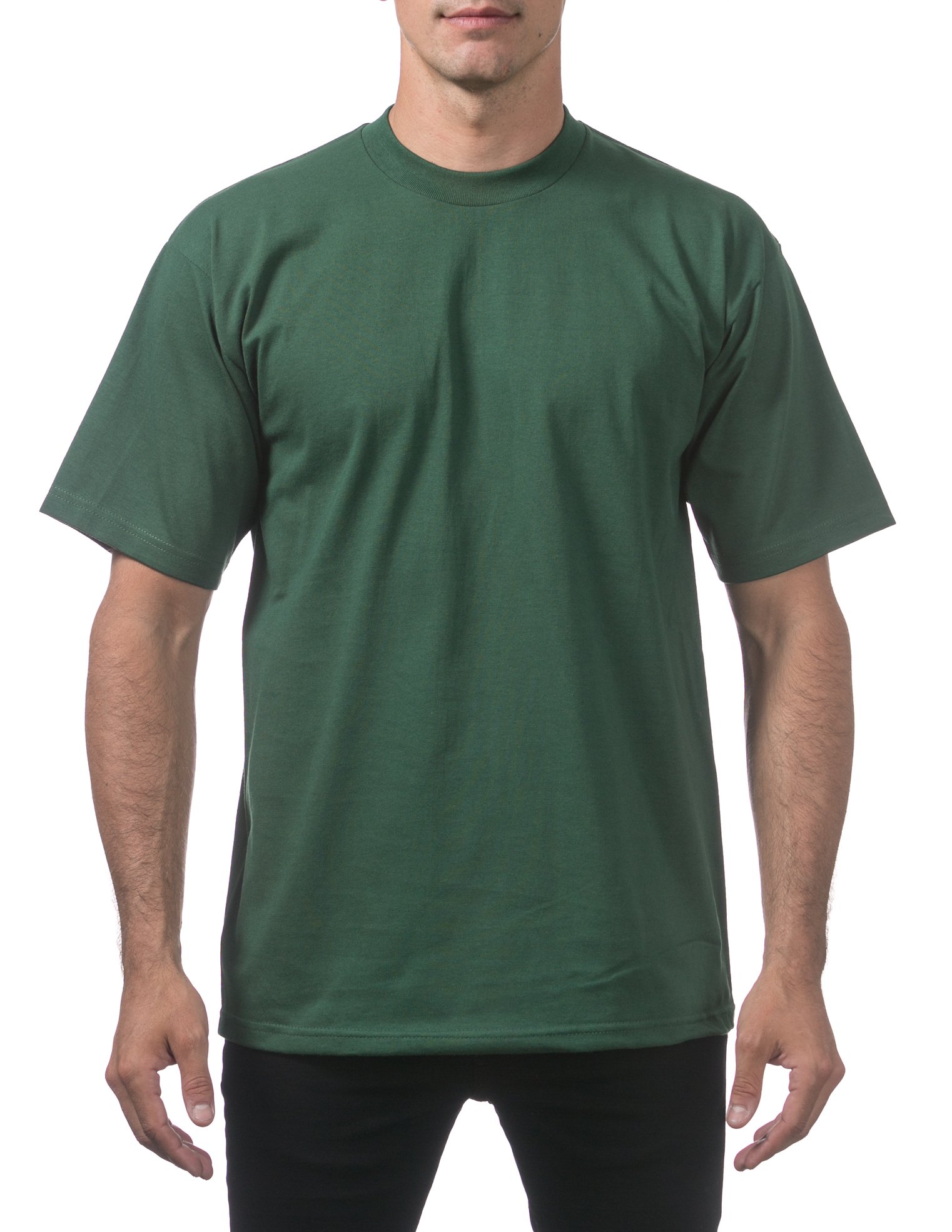 Pro Club Men's Adult Heavyweight Cotton Short Sleeve Crew Neck T-Shirt, Forest Green, 5X-Large Tall