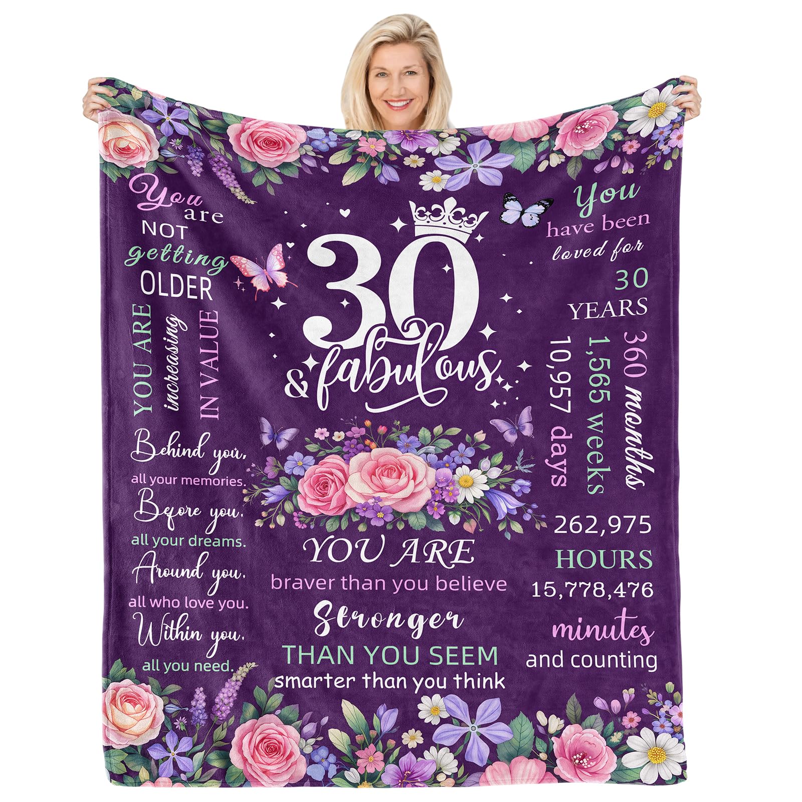 CAPRIFIC 30th Birthday Gifts for Women 30 Year Old Gifts, Blanket Gift for Her 30th Birthday Decorations โ image 1