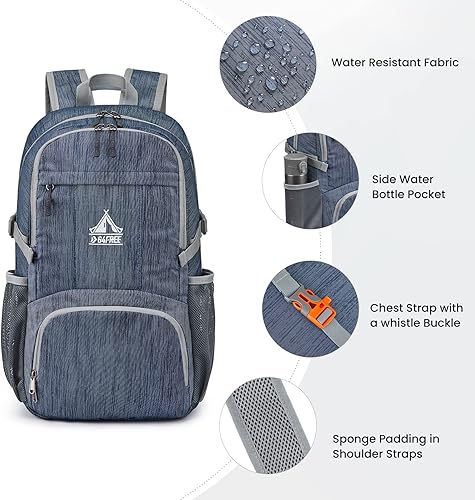 Miniatura 5 de G4Free Mochila de senderismo de 30 l, ligera, plegable, para viajes, al aire libre, para hombres y mujeres