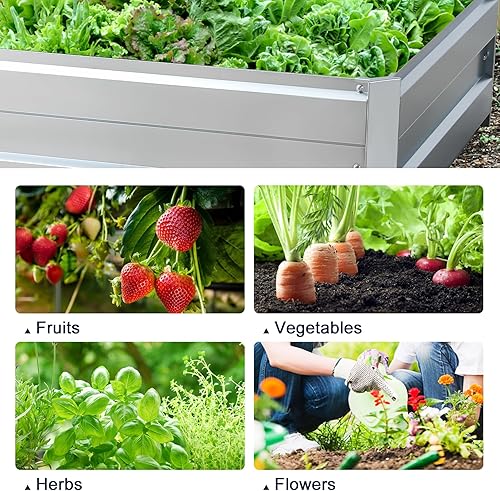 Miniatura 5 de Migoda Cama de jardín elevada galvanizada para exteriores, para verduras, flores, hierbas, 13.5 x 3 x 1 pies, kit de acero grande de metal pesado