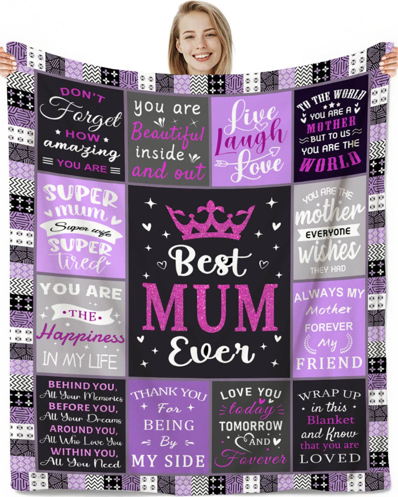 Aeoauter Gifts for Mum from Daughter Son, Mothers Day Blanket 150 x 130 cm