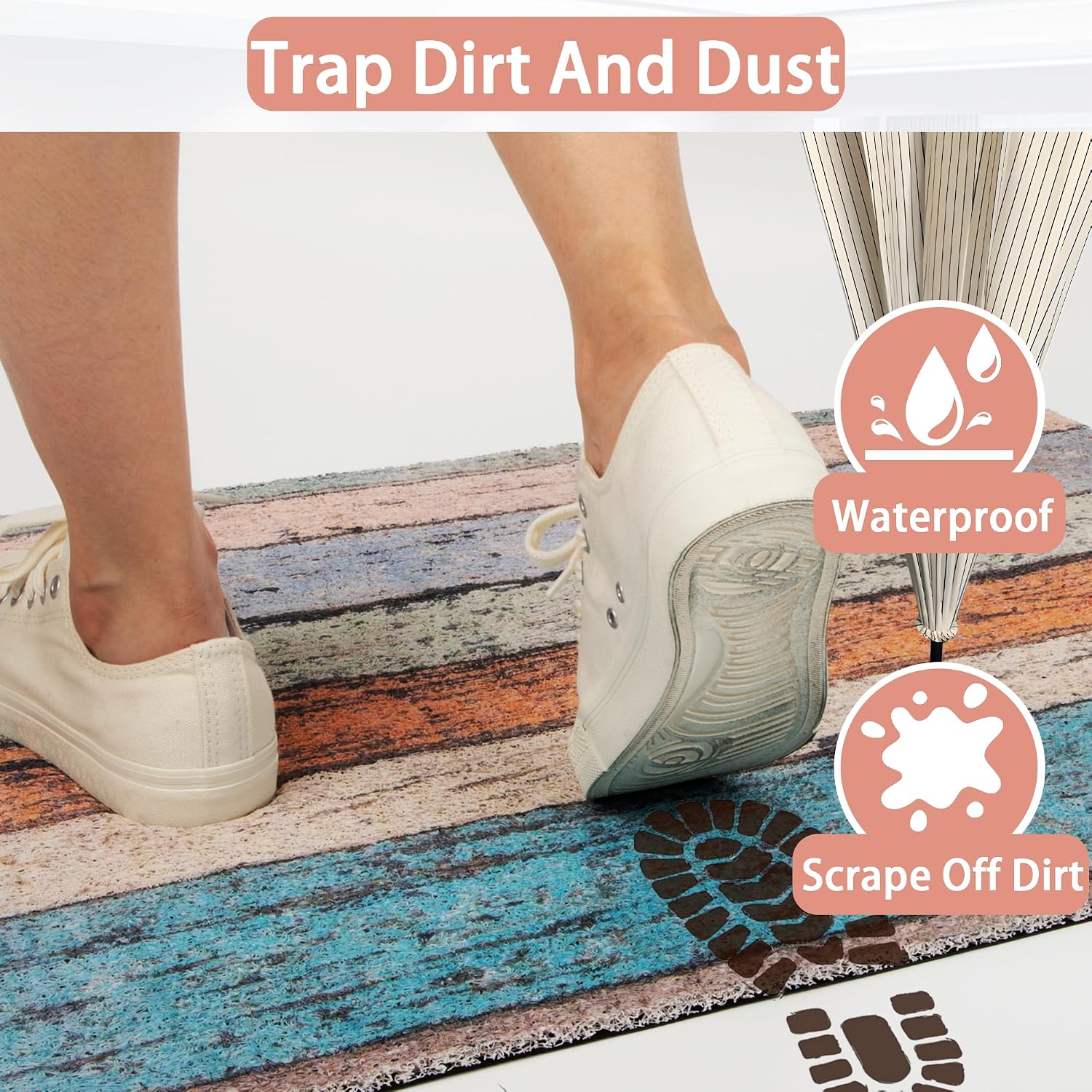 Darkyazi Colorful Door Mat 23.6" x 35.4" Waterproof and Stain-Resistant Front Door Mat, Low-Profile Floor Mats, PVC Non-Slip Doormat for Outdoor/Indoor Entrance/Kitchen(Colored Floor)