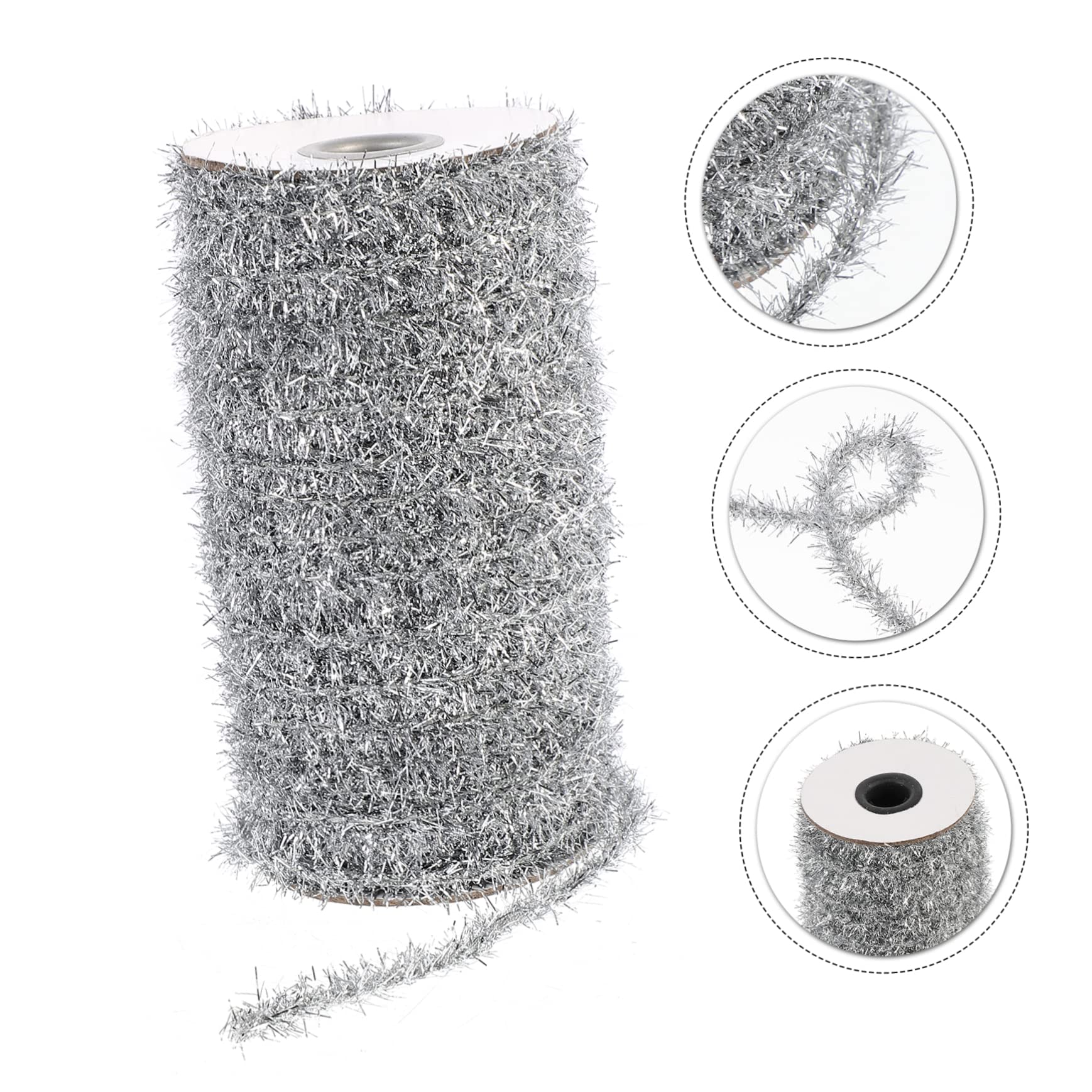 Guirnalda de espumillón de Navidad, 1 Rollo de guirnaldas metálicas de Colores, Guirnalda de oropel, Navidad metálica(Silverx3pcs,Mediumx3pcs)