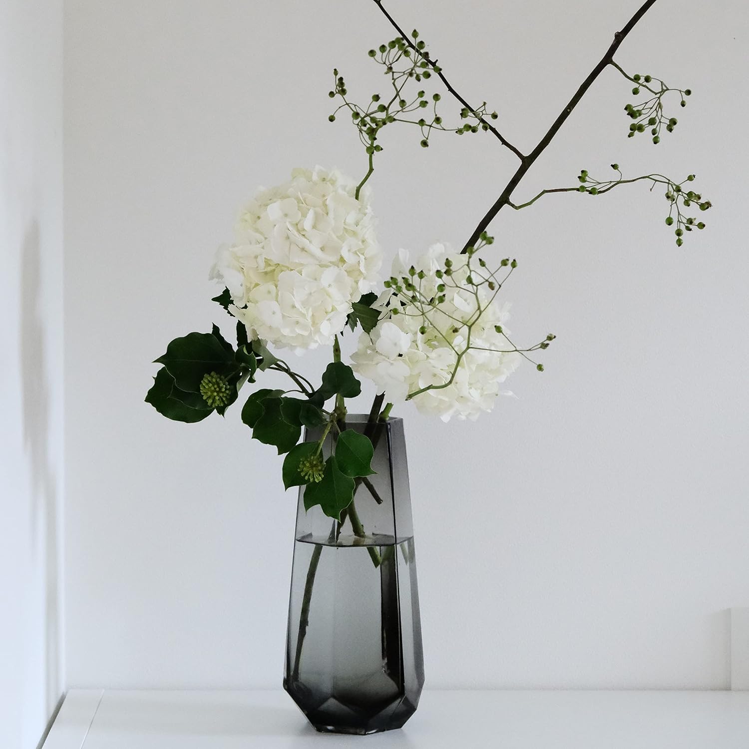 六花さん 花瓶 ガラス ガラス花瓶 クリア とうめい フラワーベース 花器 花束用 (クリアブラック, 【セラミックゴールドマットフラワースタンド】 Lサイズ)