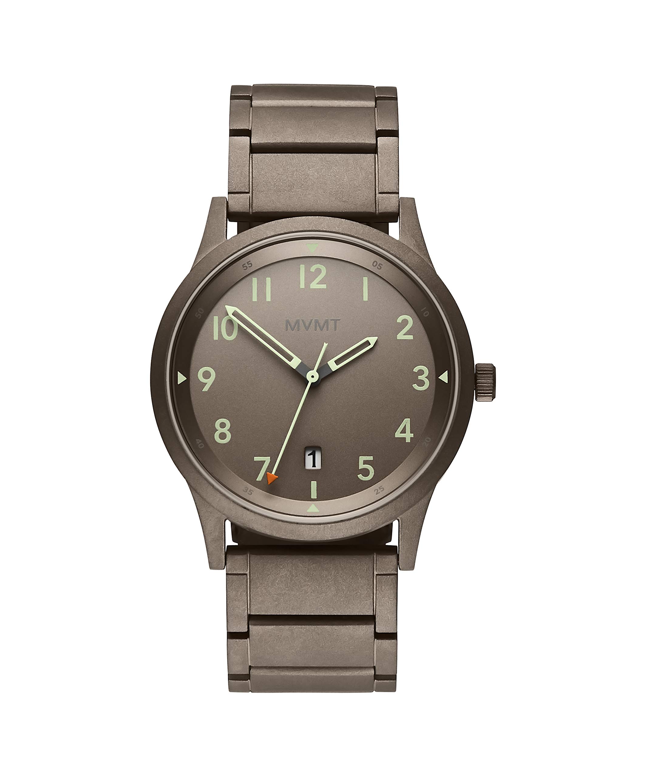 MVMT Field Qtz Basic Calendar Taupe Analog Round Dial Men's Watch, Ionic Plated Taupe Stainless Steel Material, Taupe Brown Band - 28000020-D