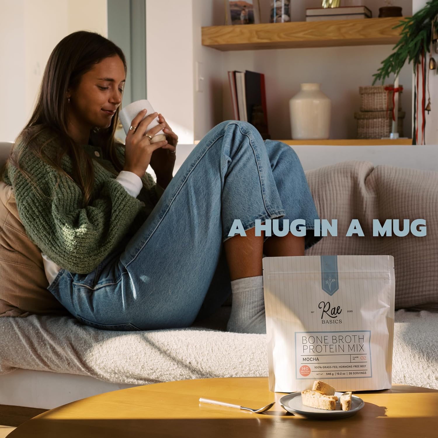 Bone Broth Protein Powder, Grass Fed Collagen with 14g Complete Protein per Serving, Gluten Free, Keto & Dairy Free, Organic & Clean Ingredients, No Added Sugar, Mocha, 26 Servings