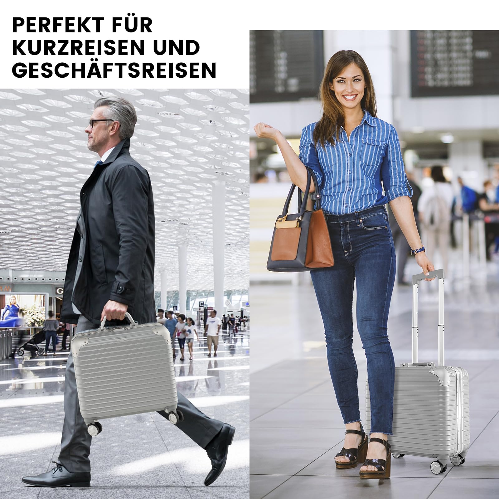 COSTWAY 16” walizka podręczna, 34L walizka na kółkach z przegródką na laptopa i kołami z łożyskami, lekka walizka podróżna z teleskopowym uchwytem i zamkiem TSA, walizka z twardą obudową z PC +