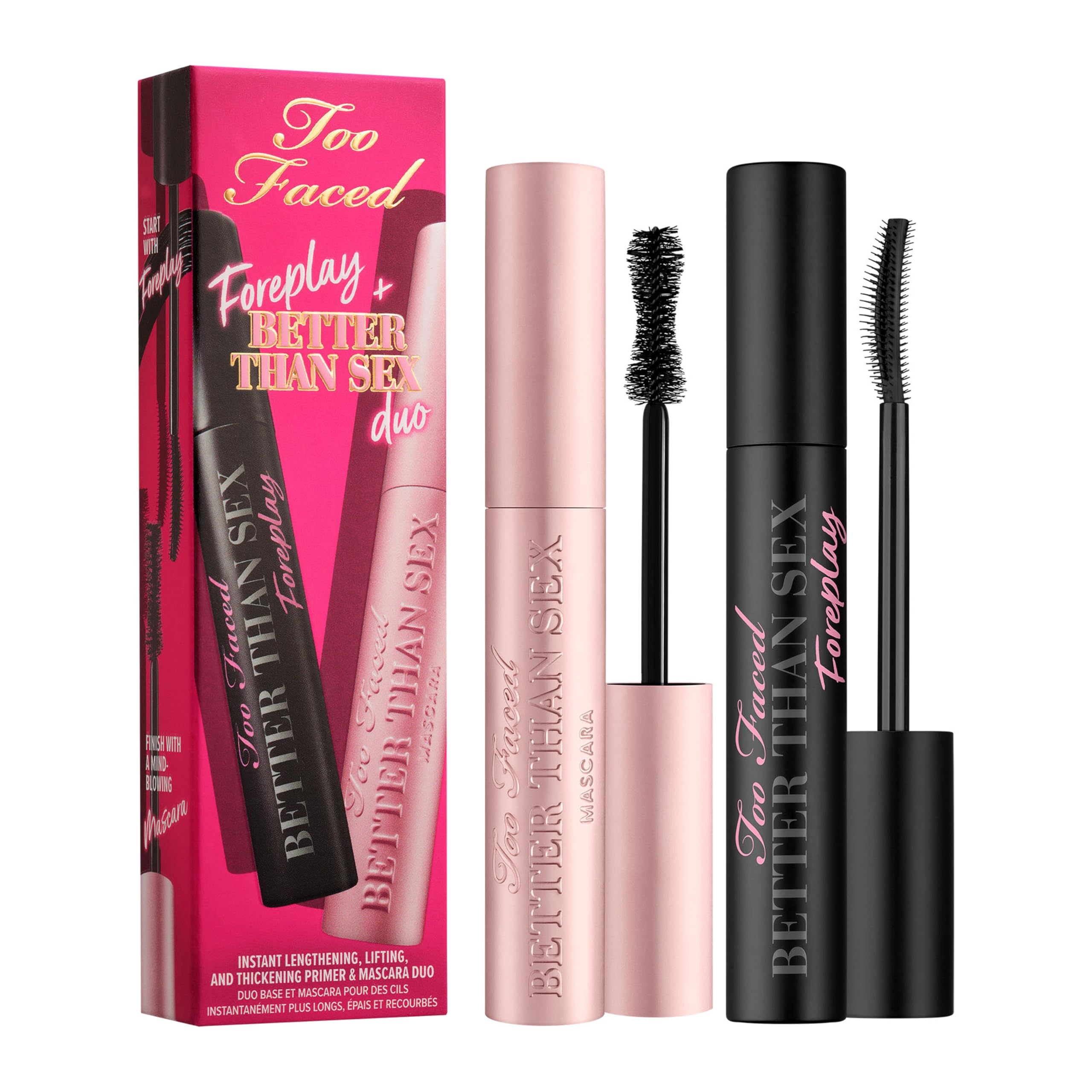Foreplay & Better Than Sex Duo | Dramatic Volume + Length Mascara and Primer Gift Set, 0.54 Fl Oz, Black