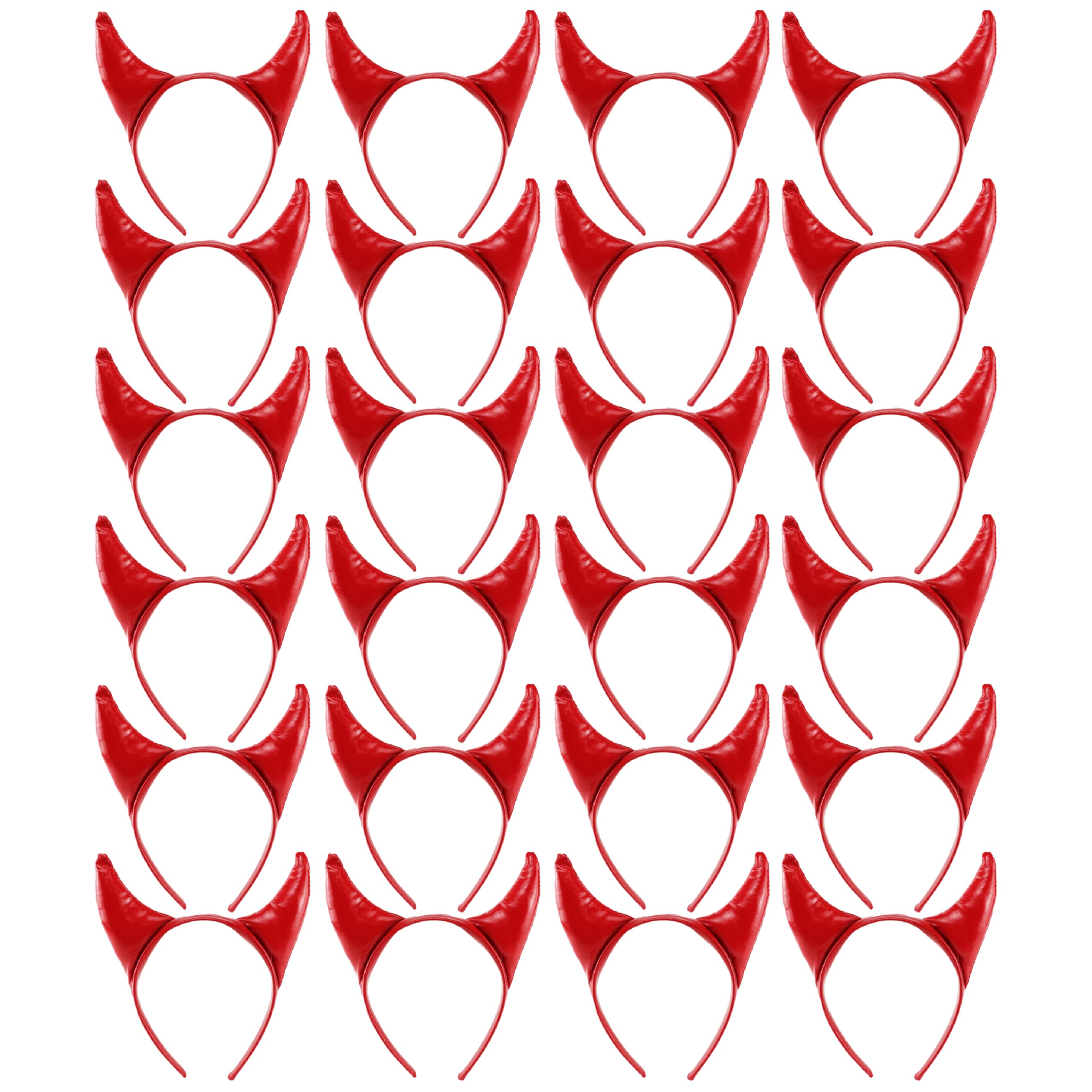Adults Red Devil Horns Headband – Halloween Fancy Dress Costume Accessory for Demon, Evil, Gothic, Horror, Cosplay & Party Outfits - 24 Pack