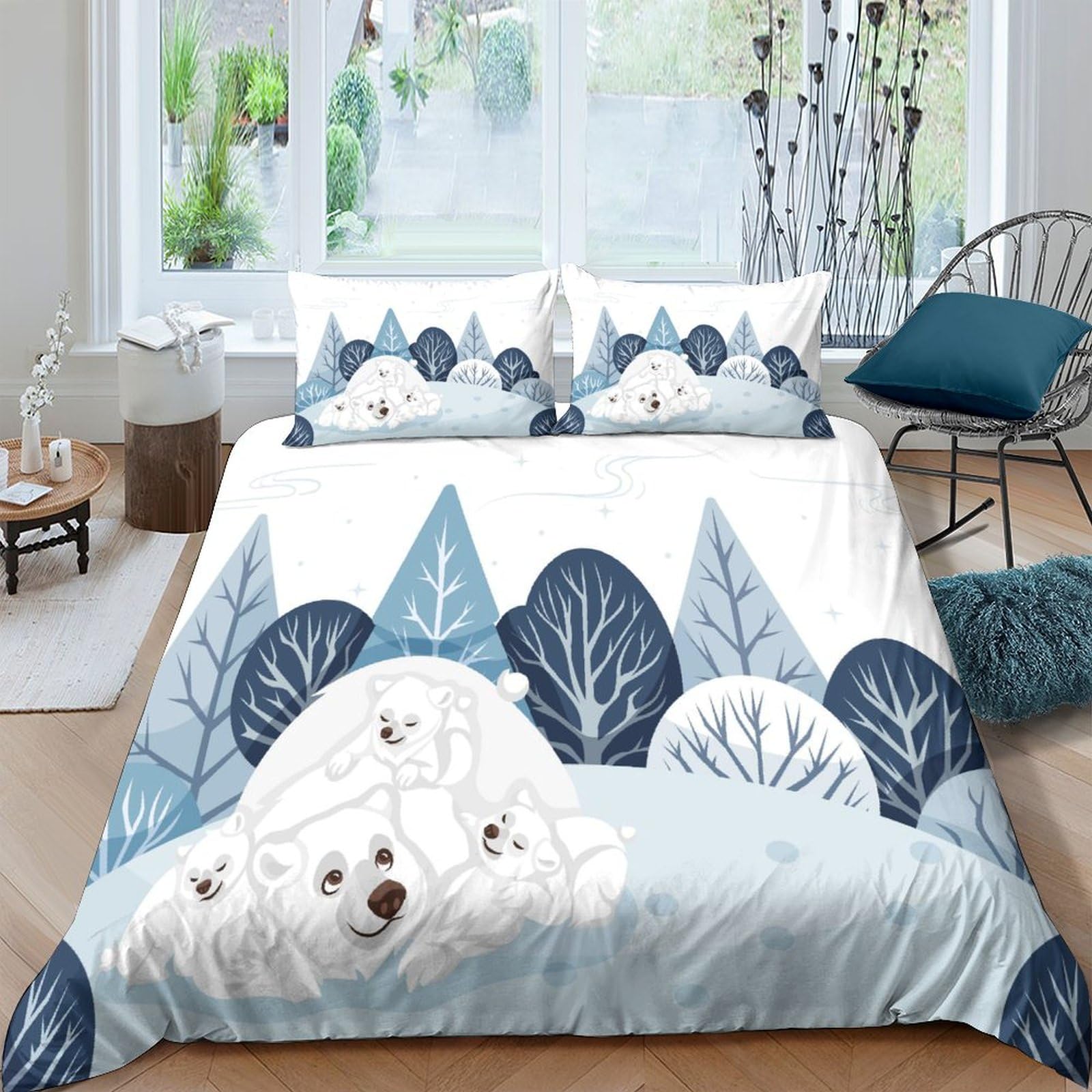Housse de couette 3D imprimé ours polaire parure de lit haut de gamme
