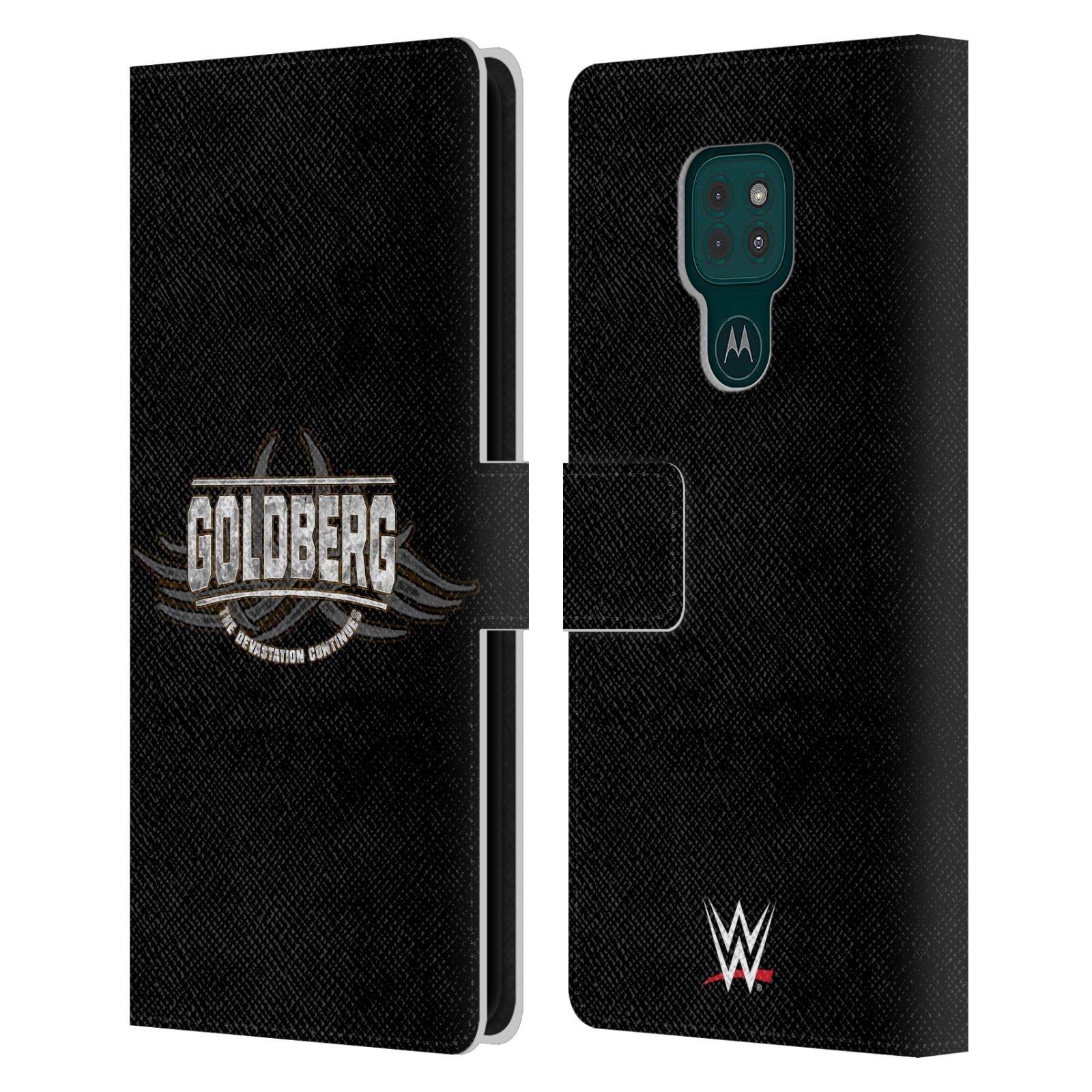 Head Case Designs Officially Licensed WWE The Devastation Continues Goldberg Leather Book Wallet Case Cover Compatible with Motorola Moto G9 Play