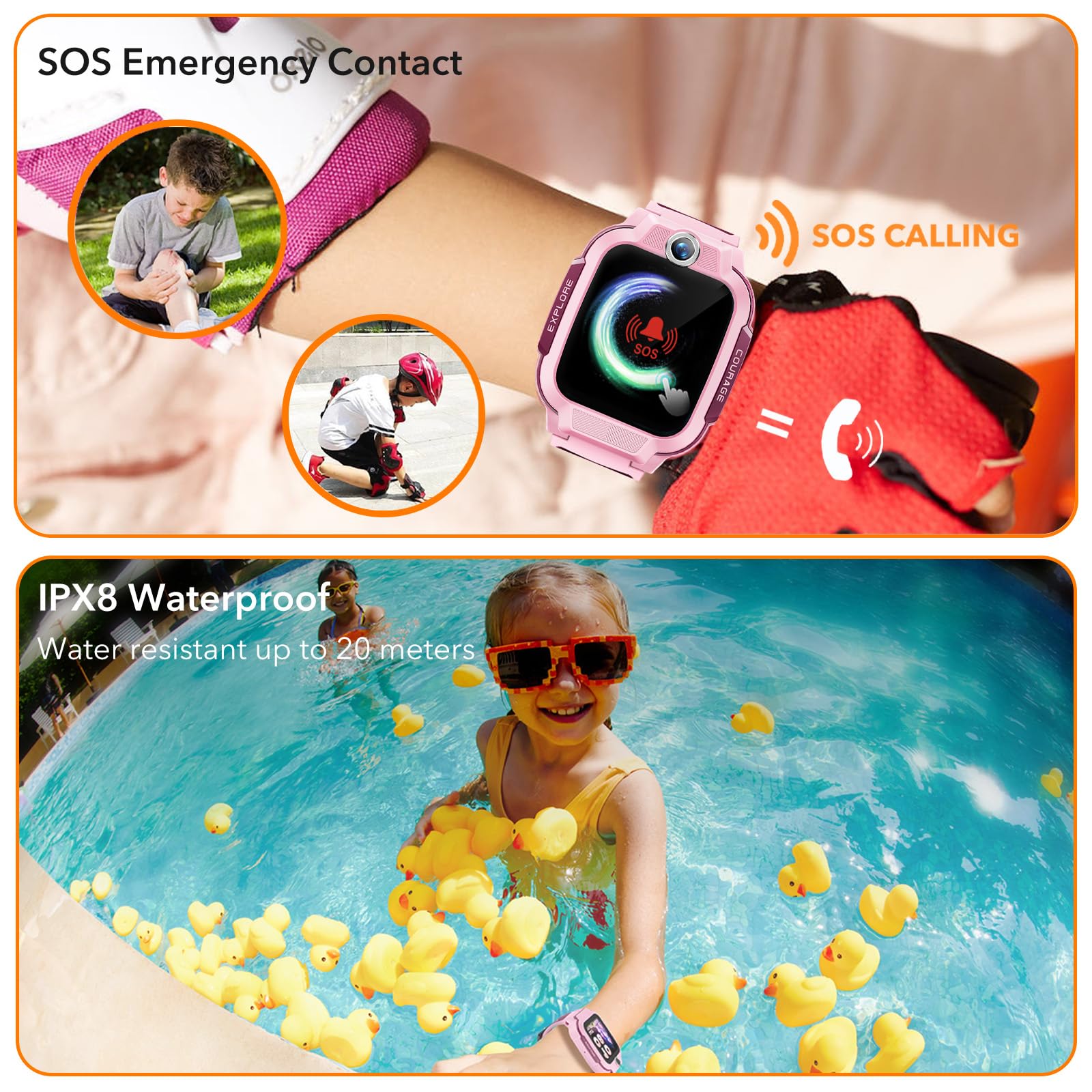 imoo Z3 4G Smartwatch Bambini con GPS com Sim, Smartwatch con Videochiamate Durature, Telefoniche, SMS, Pedometro, Impermeabile IP68, Orologio Smart per Bambine e Ragazzi, Regali di Compleanno (Rosa)
