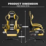 SUKIDA Yellow Gaming Chair Massage - Gamer Chair Adult Gamers Choice Size Cool Big People, PC Video Game Ergonomic Gamingchair with Footrest, Racing Office Computer Reclining Comfortable Recliner
