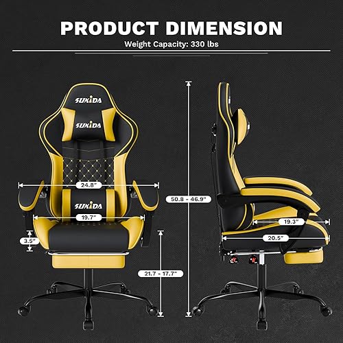 Miniatura 3 de Sillas ergonómicas para videojuegos, silla de computadora para videojuegos, sillas de jugador para adultos, soporte lumbar de masaje, respaldo
