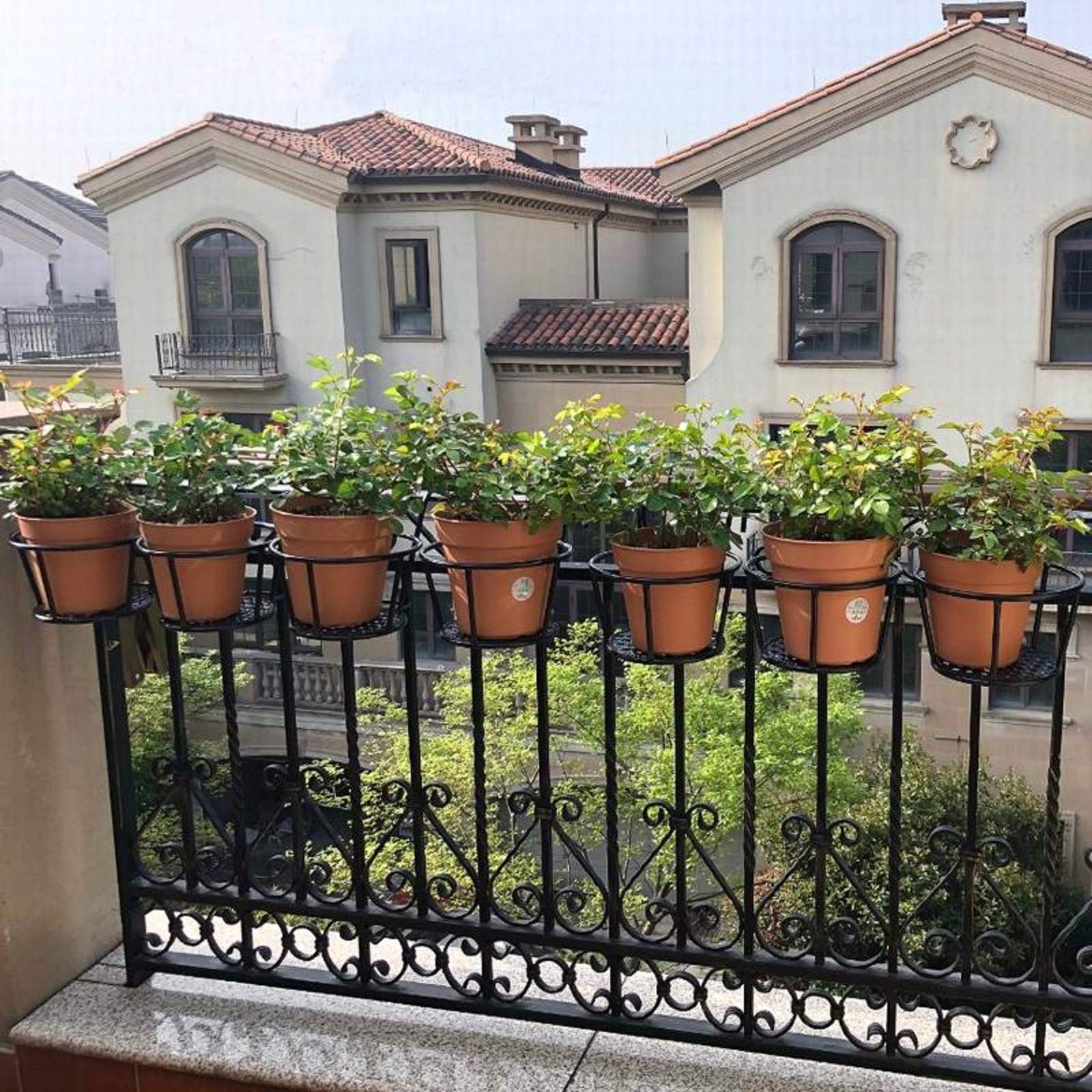 Set 3 pezzi Cesto per fioriera da appendere, in ferro battuto, per la casa, balconi, prodotti in ferro, per piante coltivate in casa, colore: nero