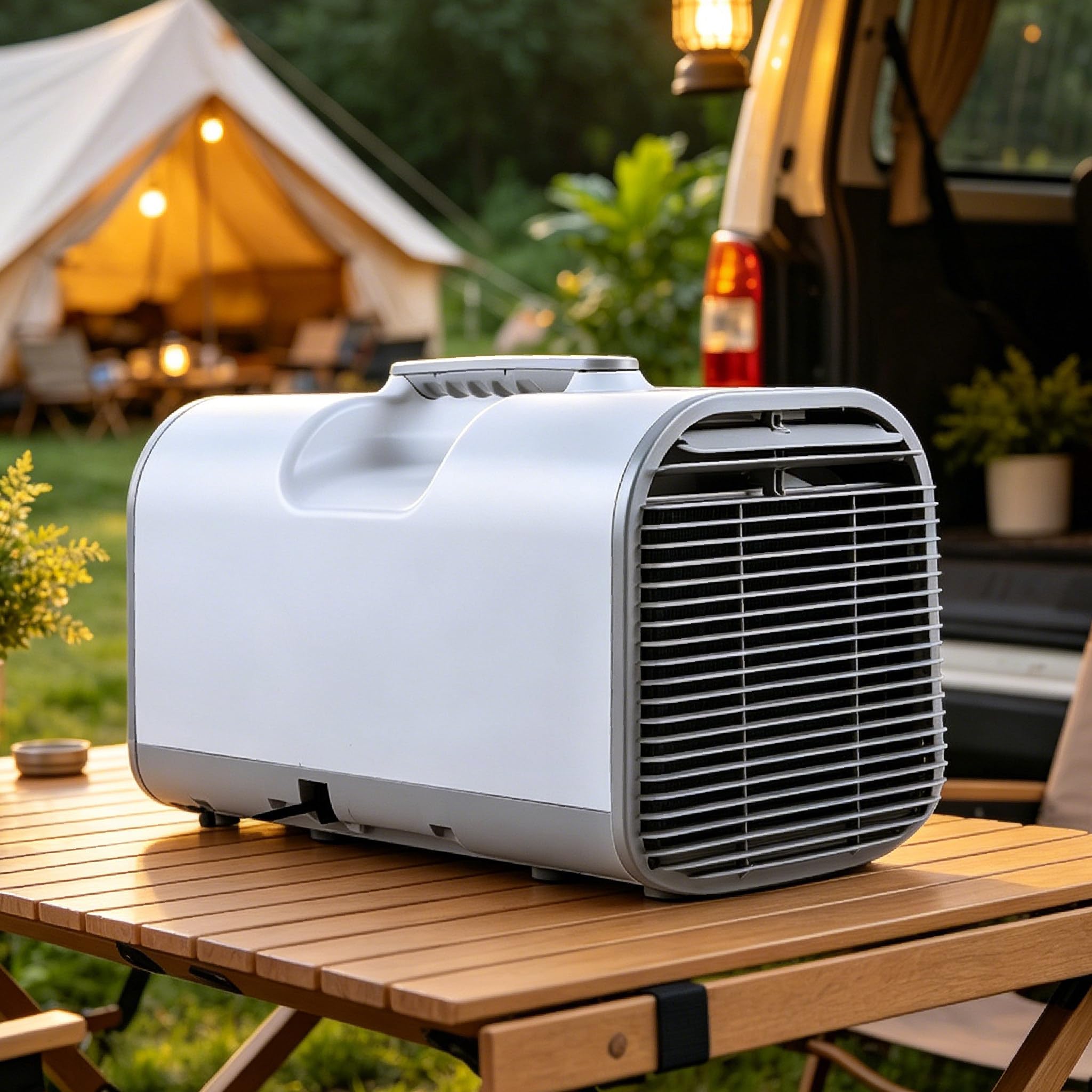 pedenencelia Portable Air Conditioner, 4800 BTU Tent Air Conditioner, 4-in-1 Camping AC Unit with Cooling Fan Sleep Dehumidifier, AC/DC Ready, APP Remote Voice Control, 24H Timer