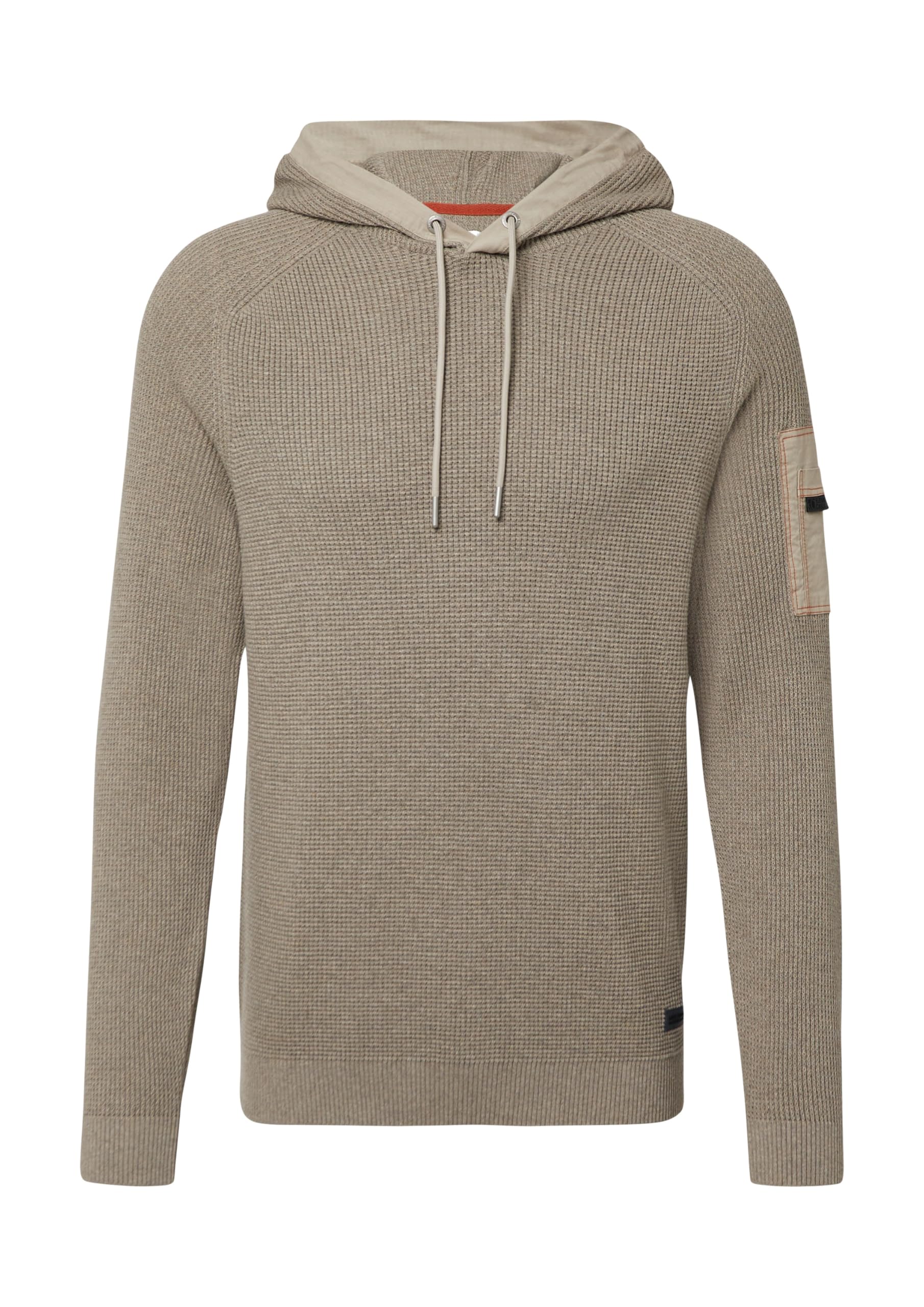 s.Oliver Struktur-Hoodie im Materialmix mit Ärmeltasche