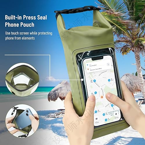Miniatura 2 de Bolsa seca impermeable de 2 litros, funda enrollable para teléfono de playa, bolsa seca ligera para natación, kayak, campamento, pesca, viajes,