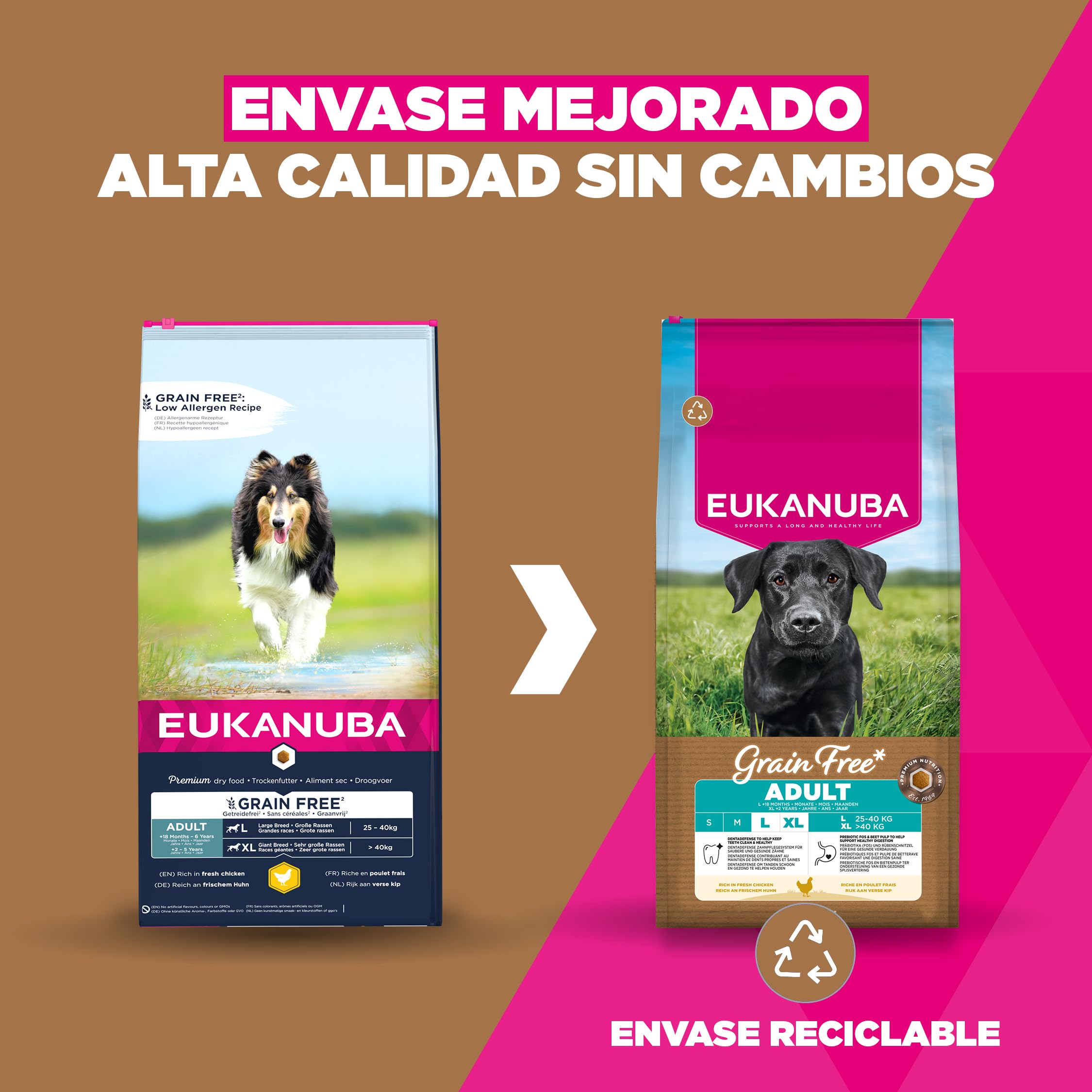 Eukanuba, alimento para Perros sin Cereales con Pollo para Razas Grandes - Alimento seco Premium sin Cereales para Perros Adultos, 12 kg