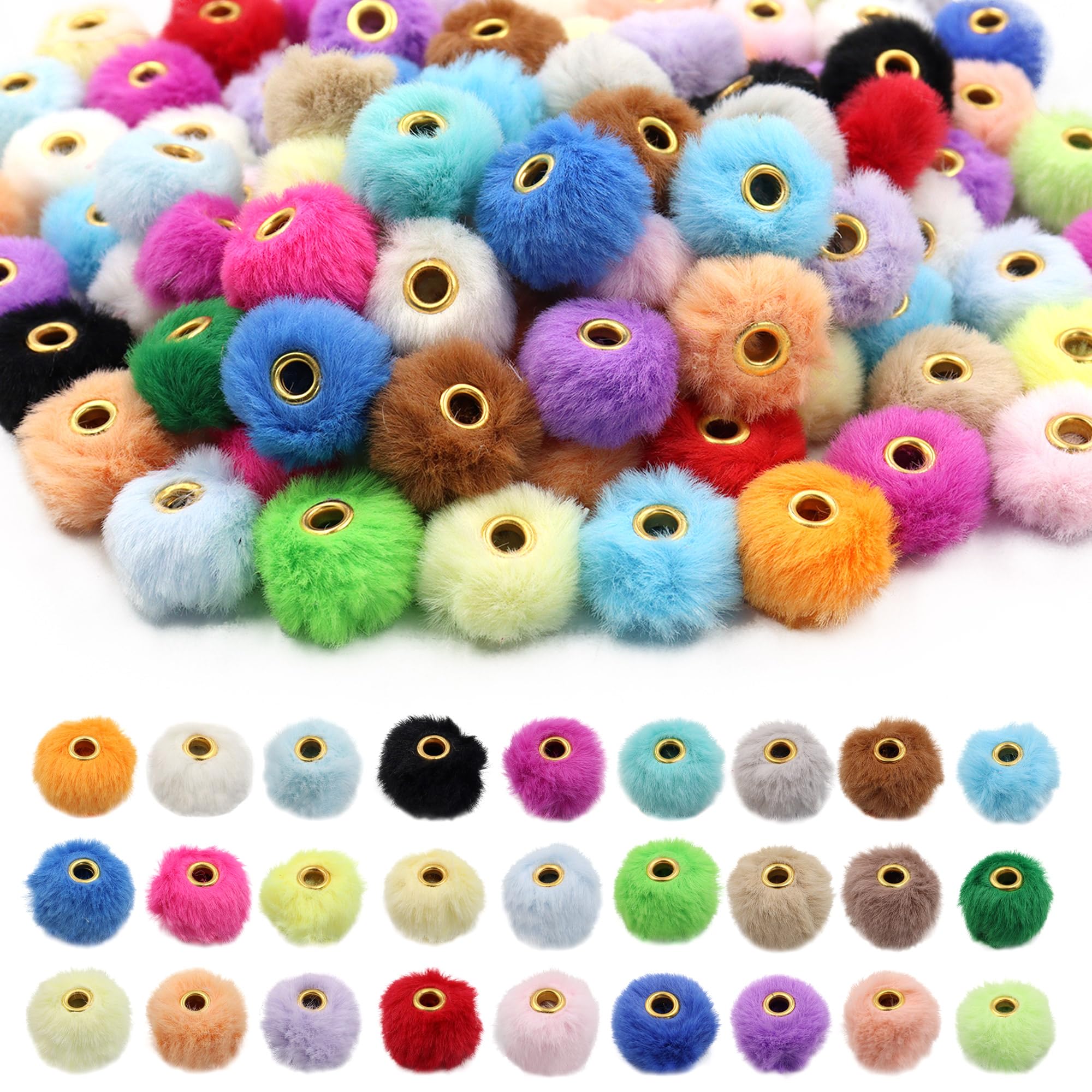 100 Pcs Fluffy Beads for Beadable Pens, Small Craft Pom Poms, Fuzzy Beads
