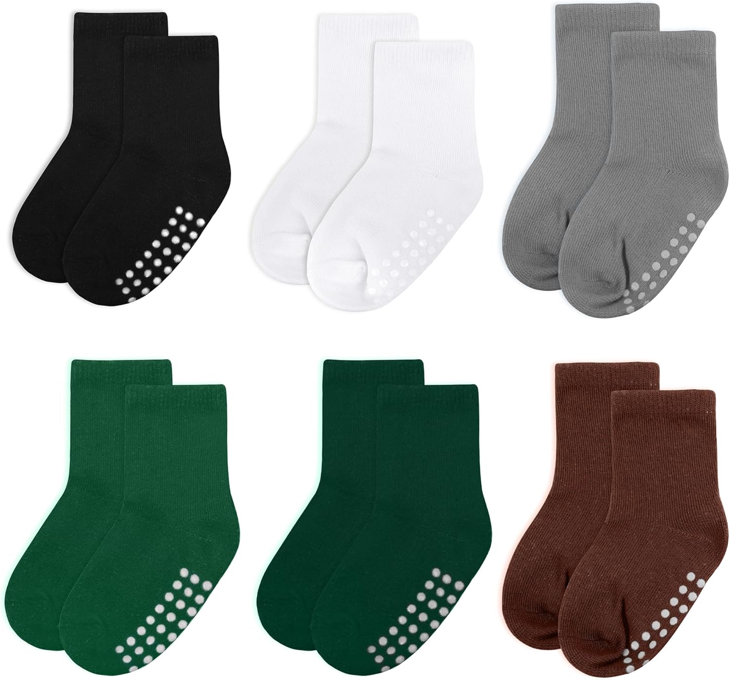 6 Pack Baby Socks and Toddler Socks,Soft Cotton Crew Socks with Non-Slip Grips for Infants,Boys and Girls,6-12 Months,(Black/White/Gray/Green/DarkGreen/Maroon) 6 Pack Baby Socks and Toddler Socks,Soft Cotton Crew Socks with Non-Slip Grips for Infants,Boys and Girls,6-12 Months,(Black/White/Gray/Green/DarkGreen/Maroon)