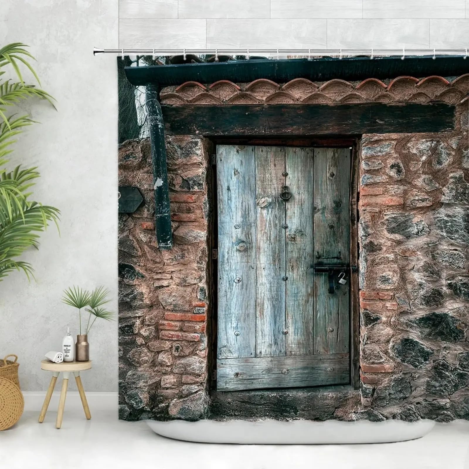 Rideaux de Douche en Bois Ancien pour rénover et habiller une salle de bain rétro