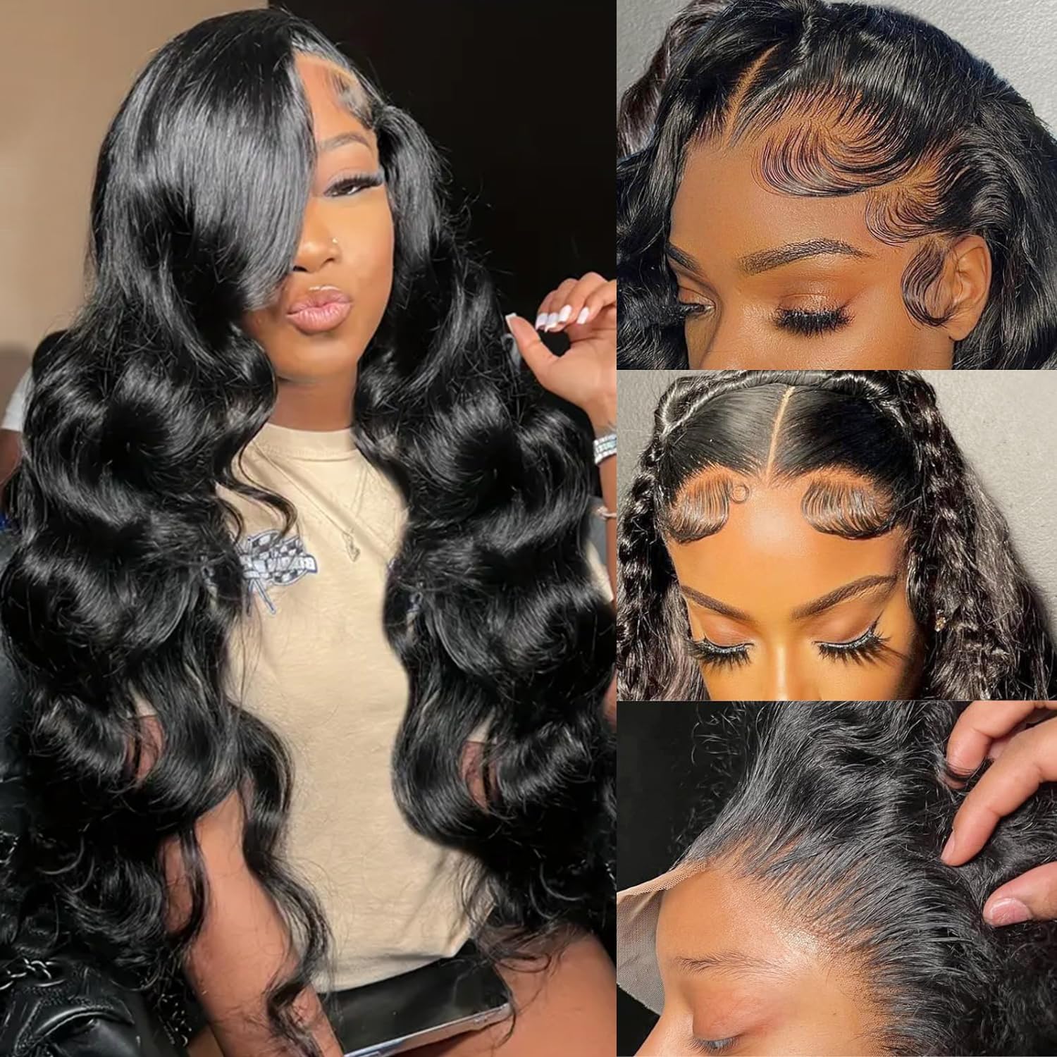 Sofeel 28 Inch Body Wave Lace Front Wigs Human Hair Pre Plucked 13x4 HD Lace Frontal Wigs Human Hair with Natural Hairline 200 Density Body Wave Full Frontal for Women Soft and Thick