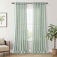 Vista 28 de Paneles de cortina de lino con pestaña trasera, de 84 pulgadas de largo, cortinas plisadas semitraslúcidas, mezcla de lino sintético, estilo rústico