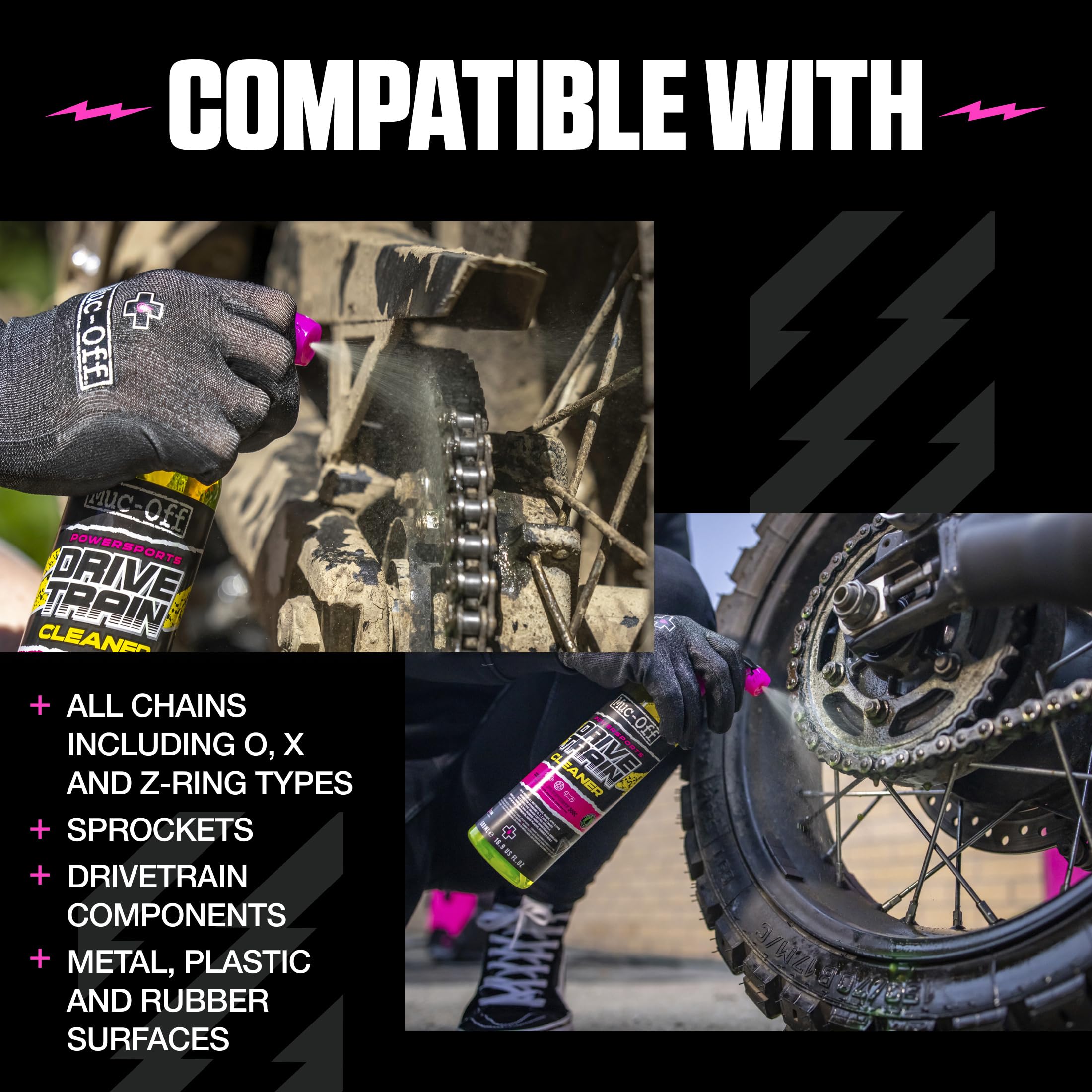 Muc-Off Detergente per Trasmissione Moto, 500 Millilitri - Spray Sgrassante Biodegradabile per Tutti Gli Usi - Adatto per Motocicli, Quad e ATV