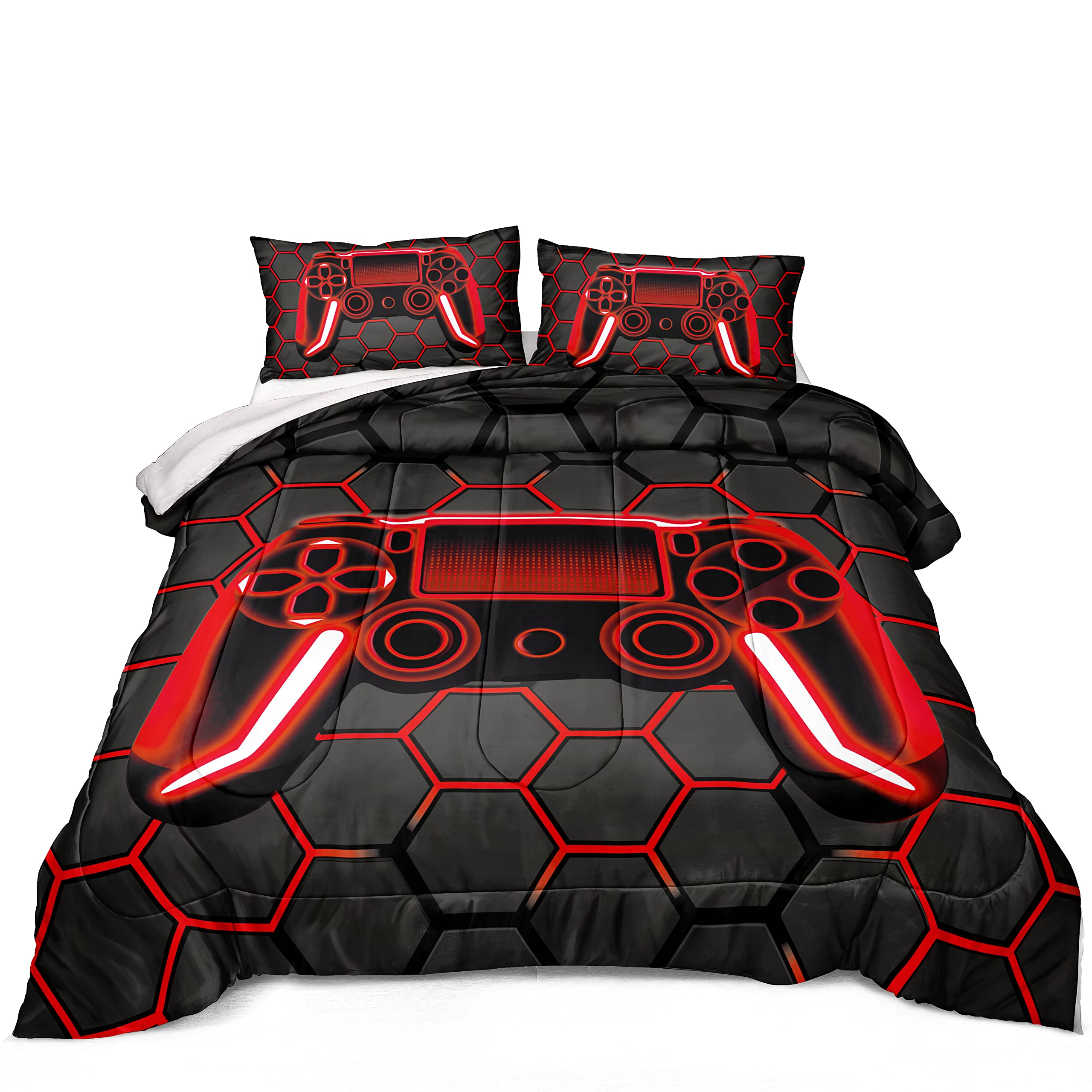Boys Comforter Set,Gaming Bedding for Kids Teen,Game Console Comforter Set for Gamer Room Decor(comforter-Game42,Twin)