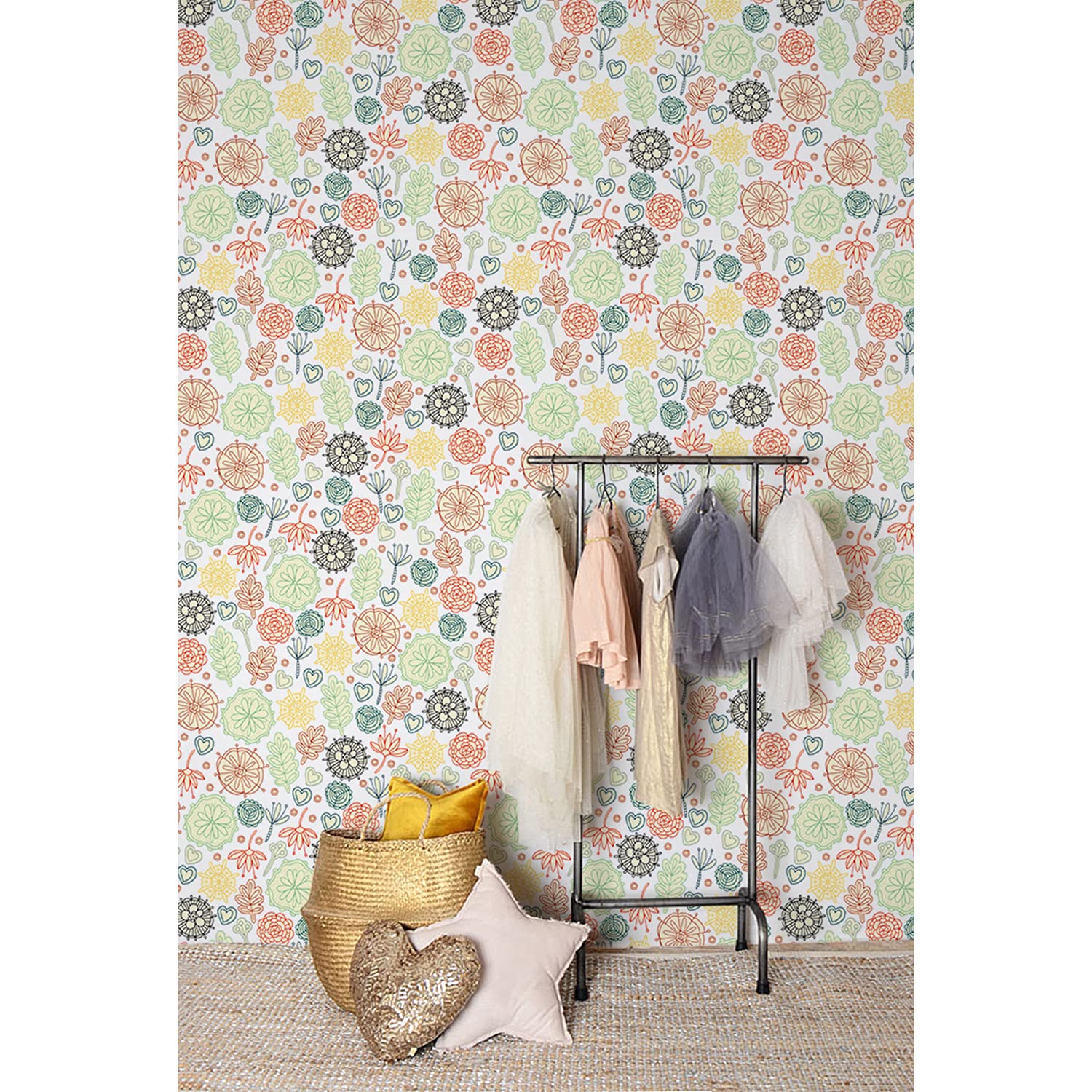 Papier peint fleurs intissé pour créer une ambiance florale éthique dans votre cuisine