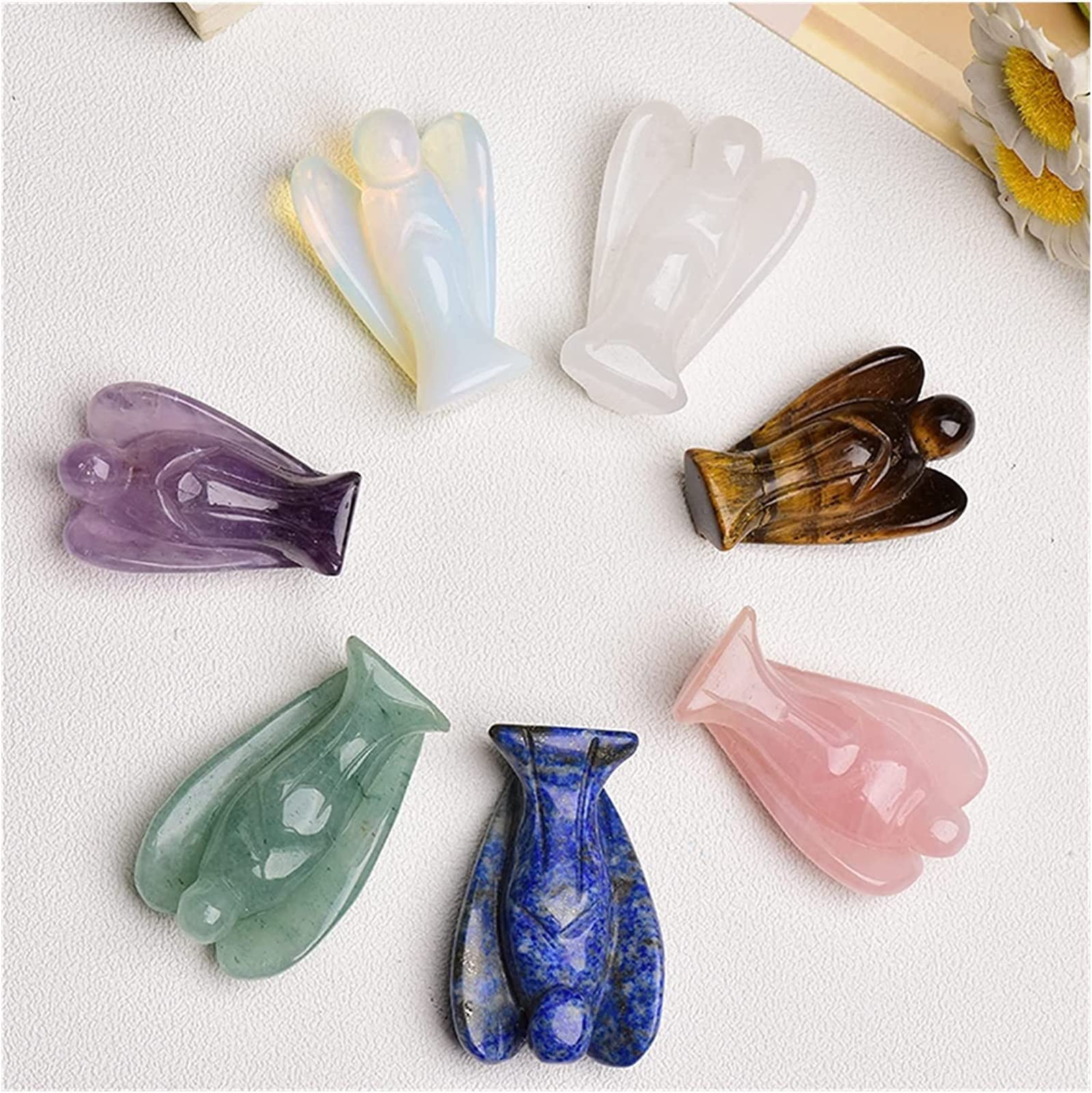 Quarzo Naturale 1 Pezzo Cristallo Naturale Angelo Custode Figura Ametista Pietra Colorata Pietre preziose Artigianato Regalo Fai da Te Residenziale (1 Pezzo Cristallo di Rocca)