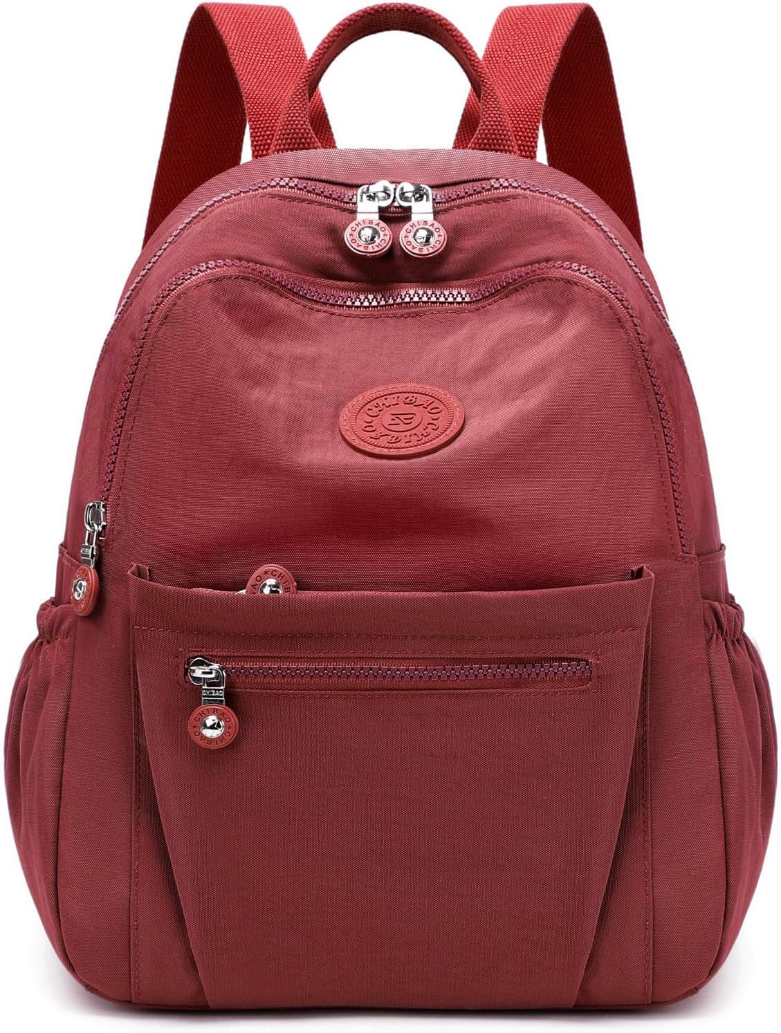 Backpack Purse for Women Ladies Nylon Bag Casual Daypack Travel Shopping Pack (A Style Wine Red)