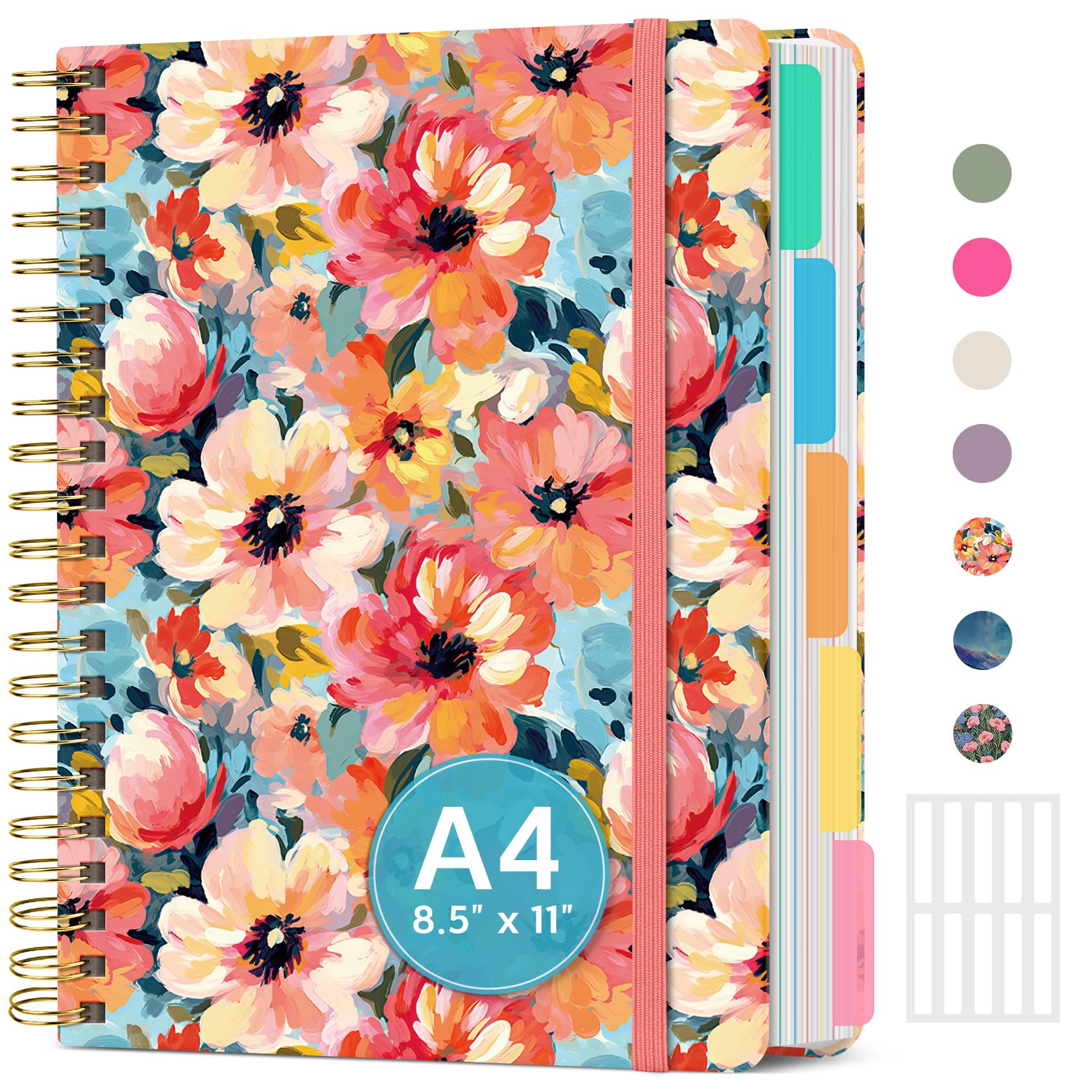 Taja Large Spiral Notebooks for Work 5 Subject with Removable Dividers