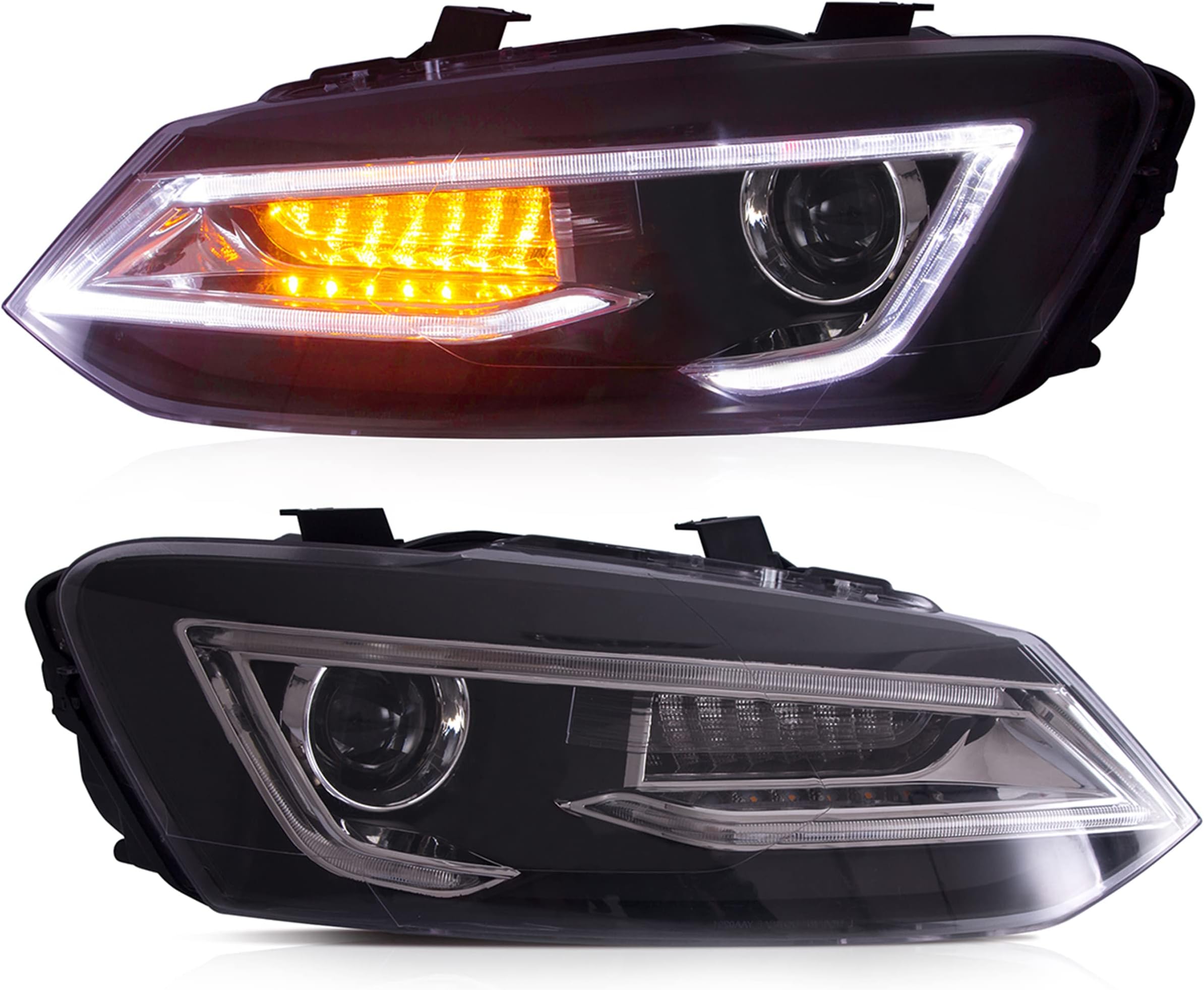 VLAND LED Headlights Compatible with Volkswagen Polo MK5 6R 6C 2009–2017(Not for 1.2 TSI/R/GTI), Front Lights with DRL Sequential Indicator