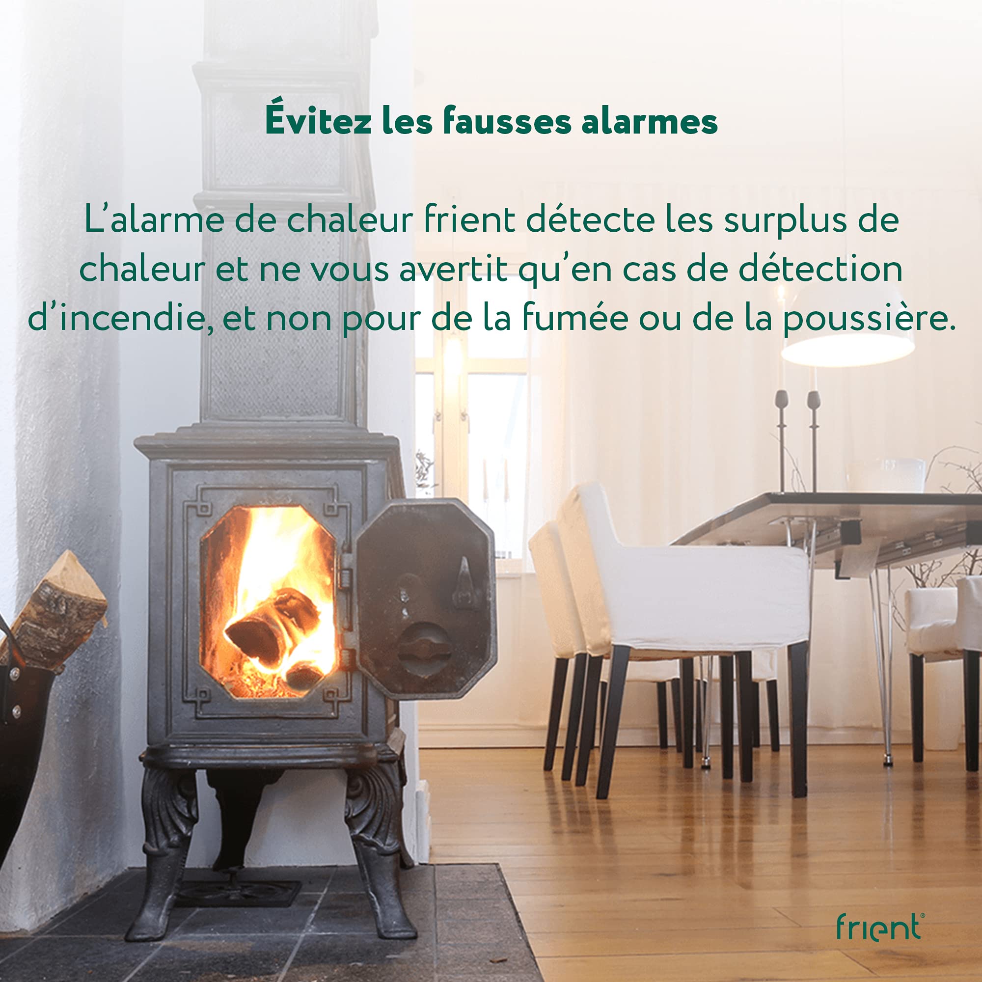 frient Intelligent Heat Alarm - Détecteur de Chaleur Zigbee sans Fil | Alerte incendie instantanée et sirène 85 dB pour cuisine et garage. Compatible avec Homey, SmartThings et Home Assistant.