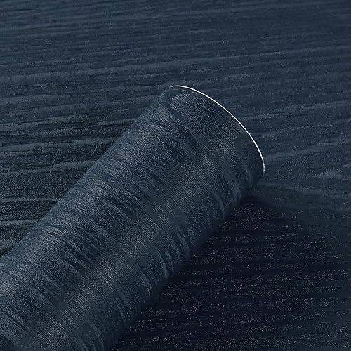 Papel de contacto de madera azul marino de 24 x 315 pulgadas para gabinetes, papel tapiz autoadhesivo de grano de madera, papel tapiz texturizado