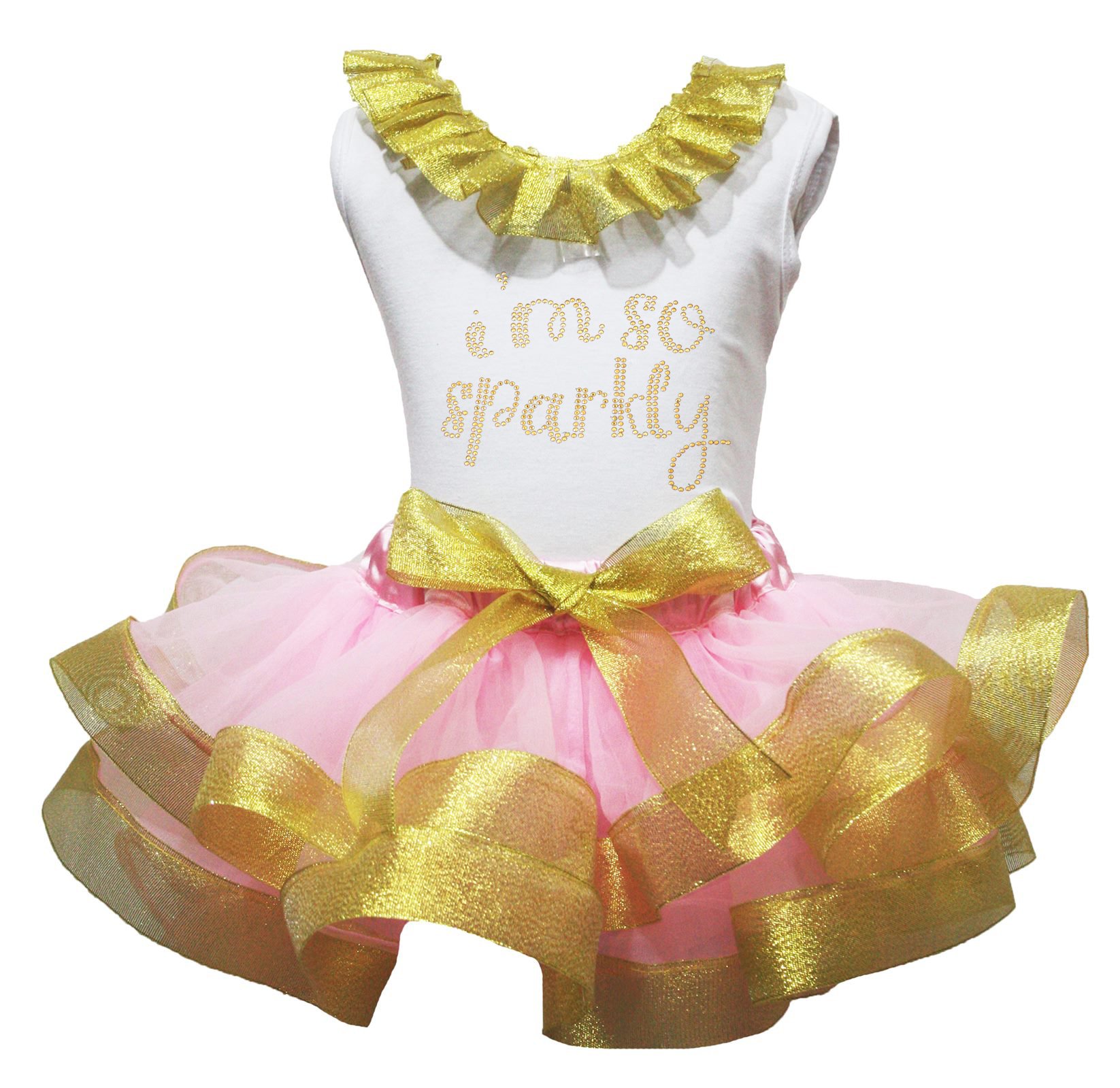 Vestido de bebé blanco y oro rosa con falda de pétalos para niña de 1 a 8 años 2