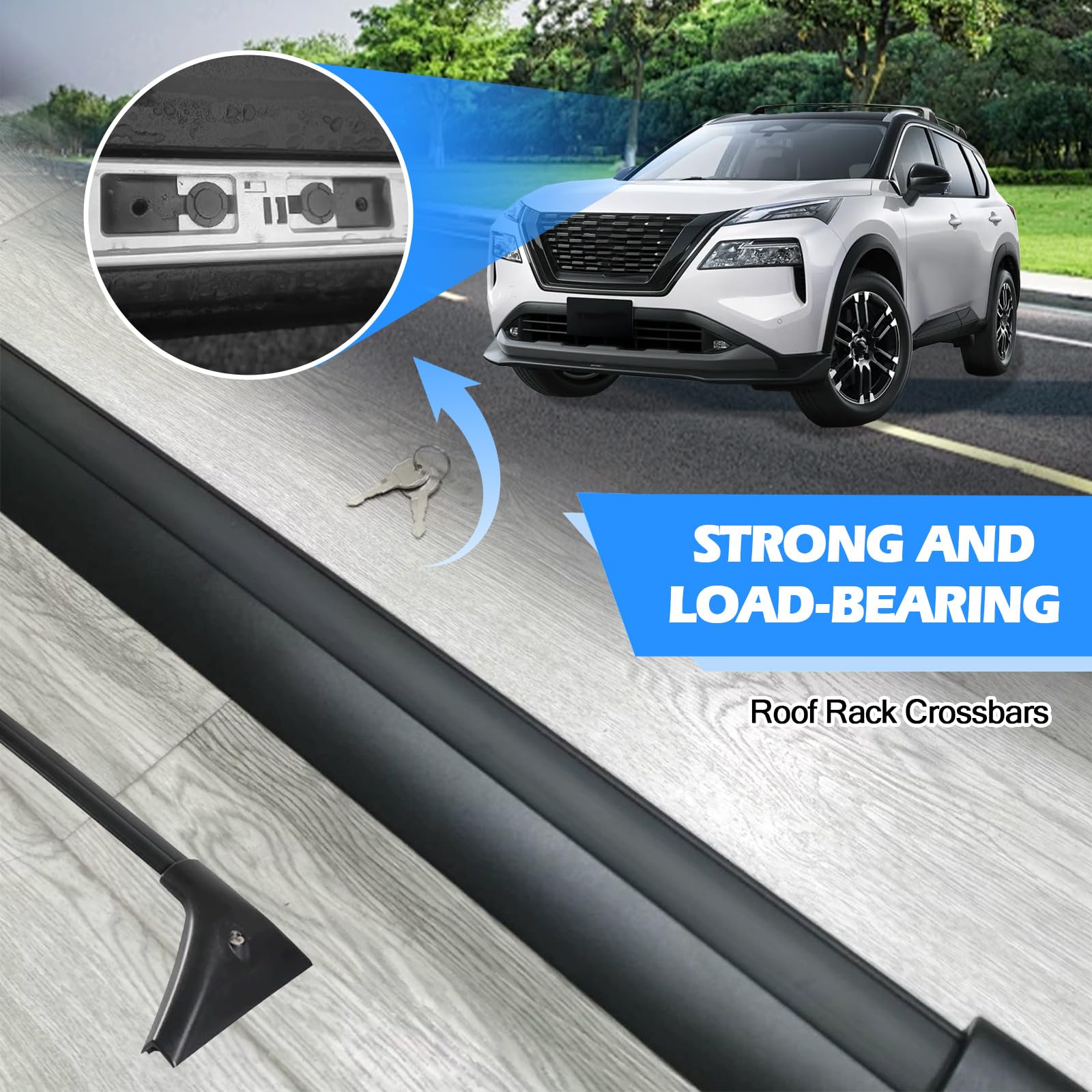 Dachträger Relingträger Passend für Nissan X-Trail T33 2020–2024, Aluminium Dachgepäckträger, Schwarz, Traglast 180 kg, Passgenau für Reling
