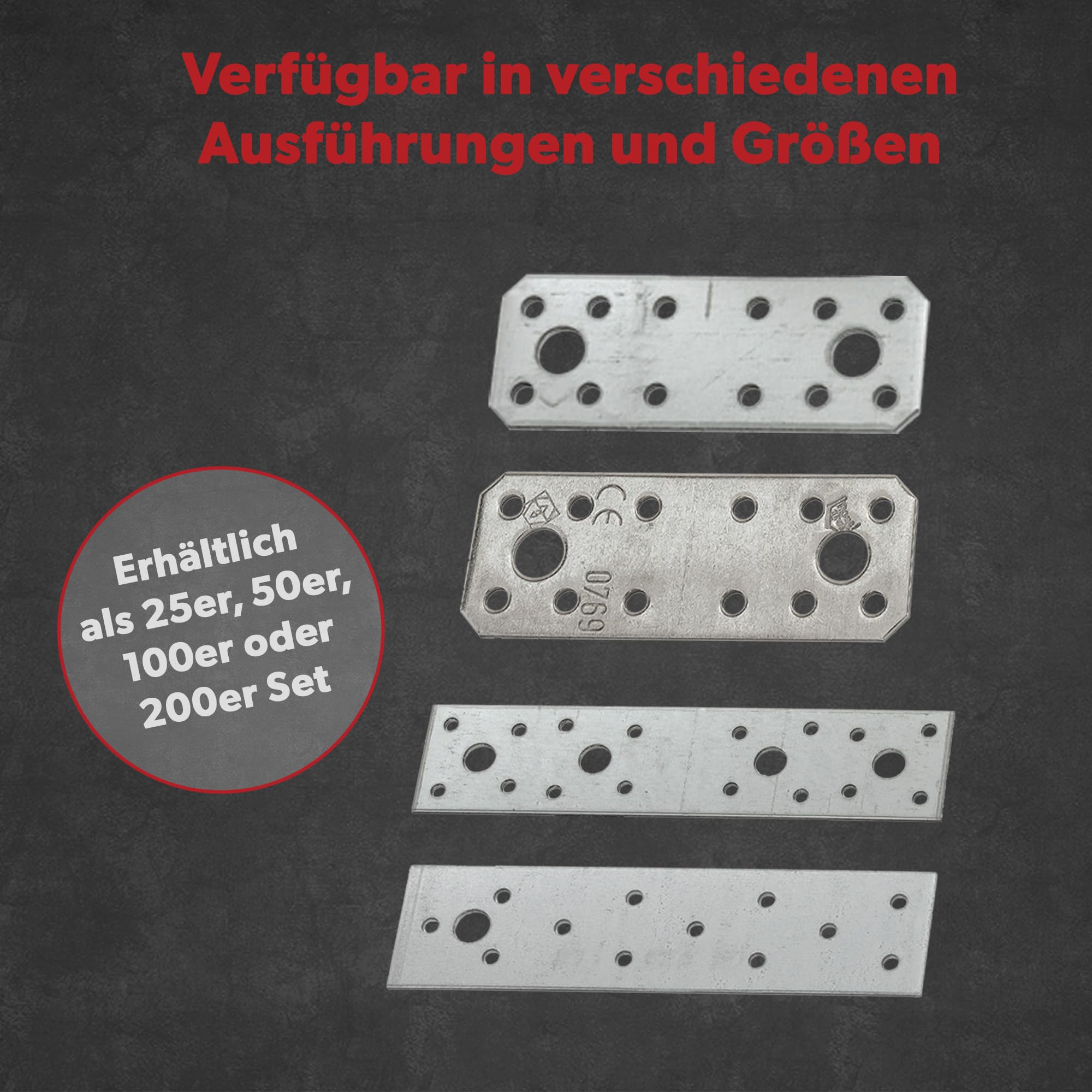 50 x siwitec Flachverbinder 340 x 40 mm sendzimir verzinkt, Materialstärke 2,0 mm, CE-Kennzeichnung, witterungsbeständige Lochplatte Holzverbinder, Lochblech Montageplatte, Flachstahl verzinkt