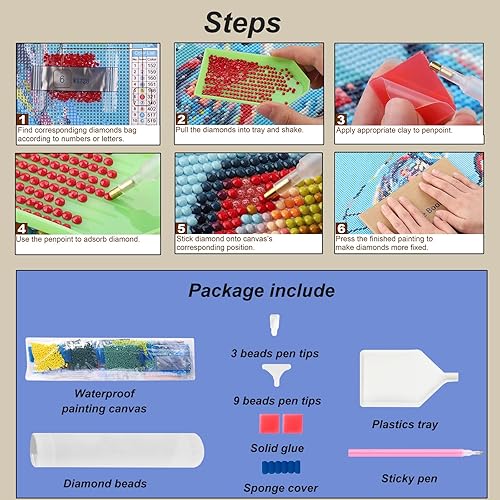 Miniatura 4 de hill froeistung Kits de pintura de diamantes de mar 5D para adultos, kits de arte de diamantes de flores para adultos adolescentes principiantes,