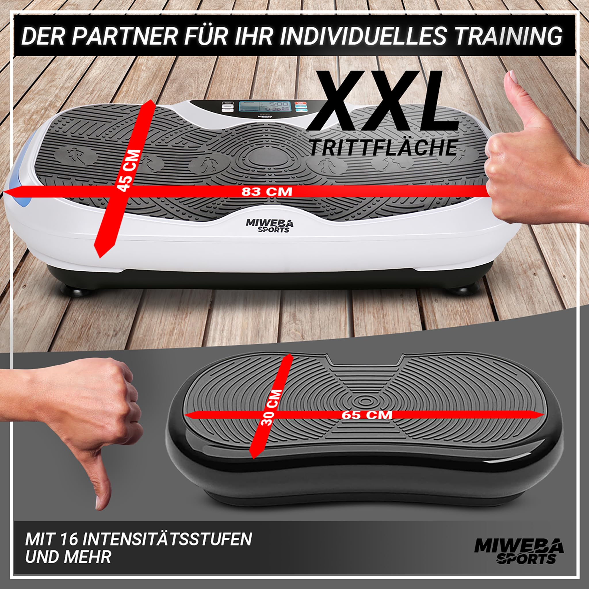 Miweba Sports Fitness 4D Wave Vibrationsplatte MV300 | 𝟑 𝐉𝐀𝐇𝐑𝐄 𝐆𝐀𝐑𝐀𝐍𝐓𝐈𝐄 - 800 Watt - Fernbedienung - Massagegerät - Abnehmen - Fettverbrenner - Fitnessgeräte für Zuhause